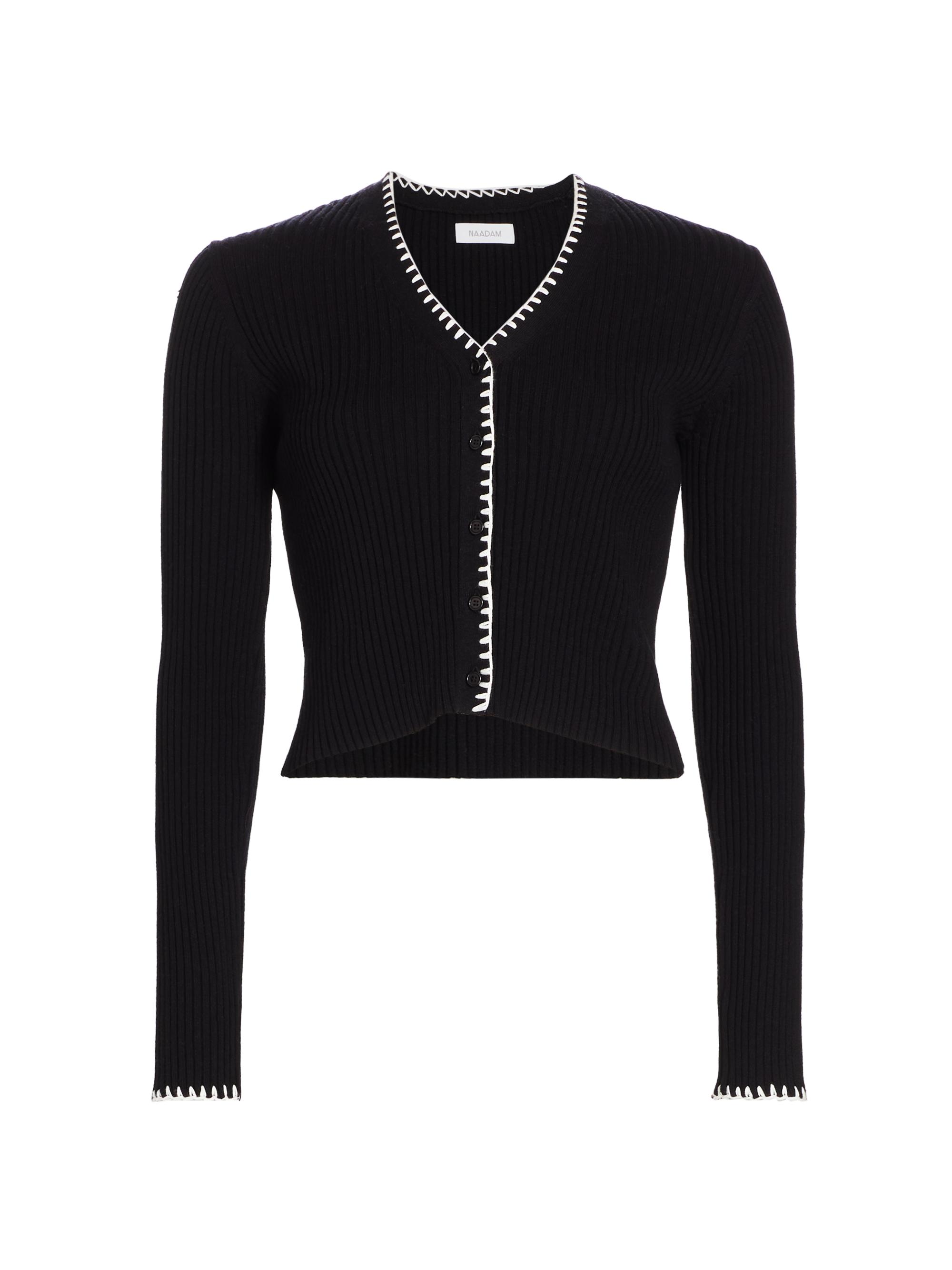 Naadam Women's Cotton & Cashmere Rib-Knit Cardigan - Black
