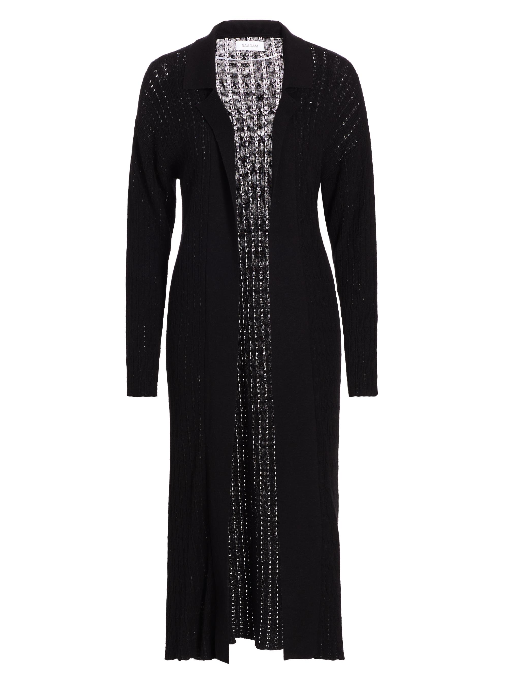 Naadam Women's Pointelle Duster Cardigan - Black