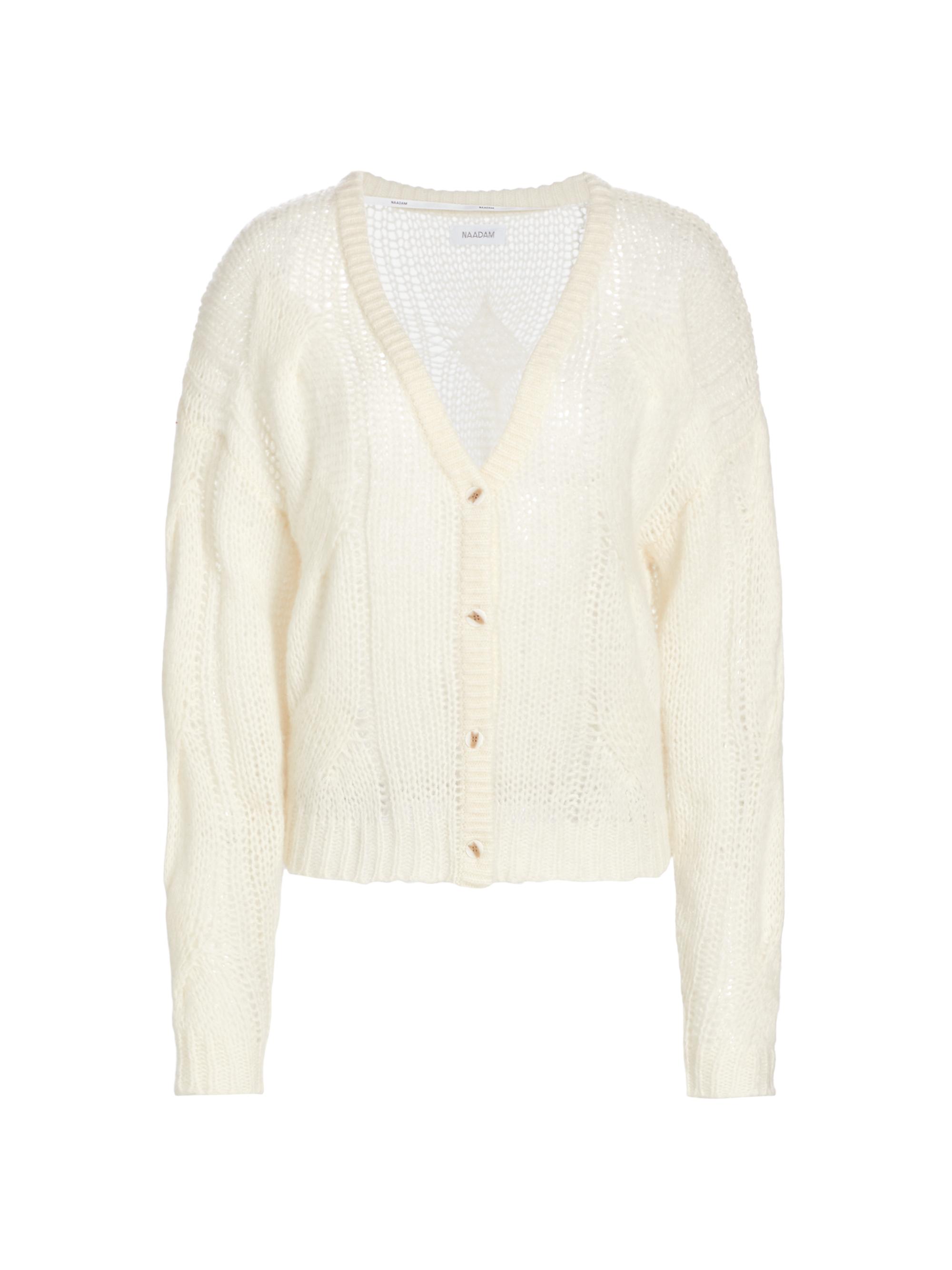 Naadam Women's Cable-Knit Wool & Cashmere Cardigan - White