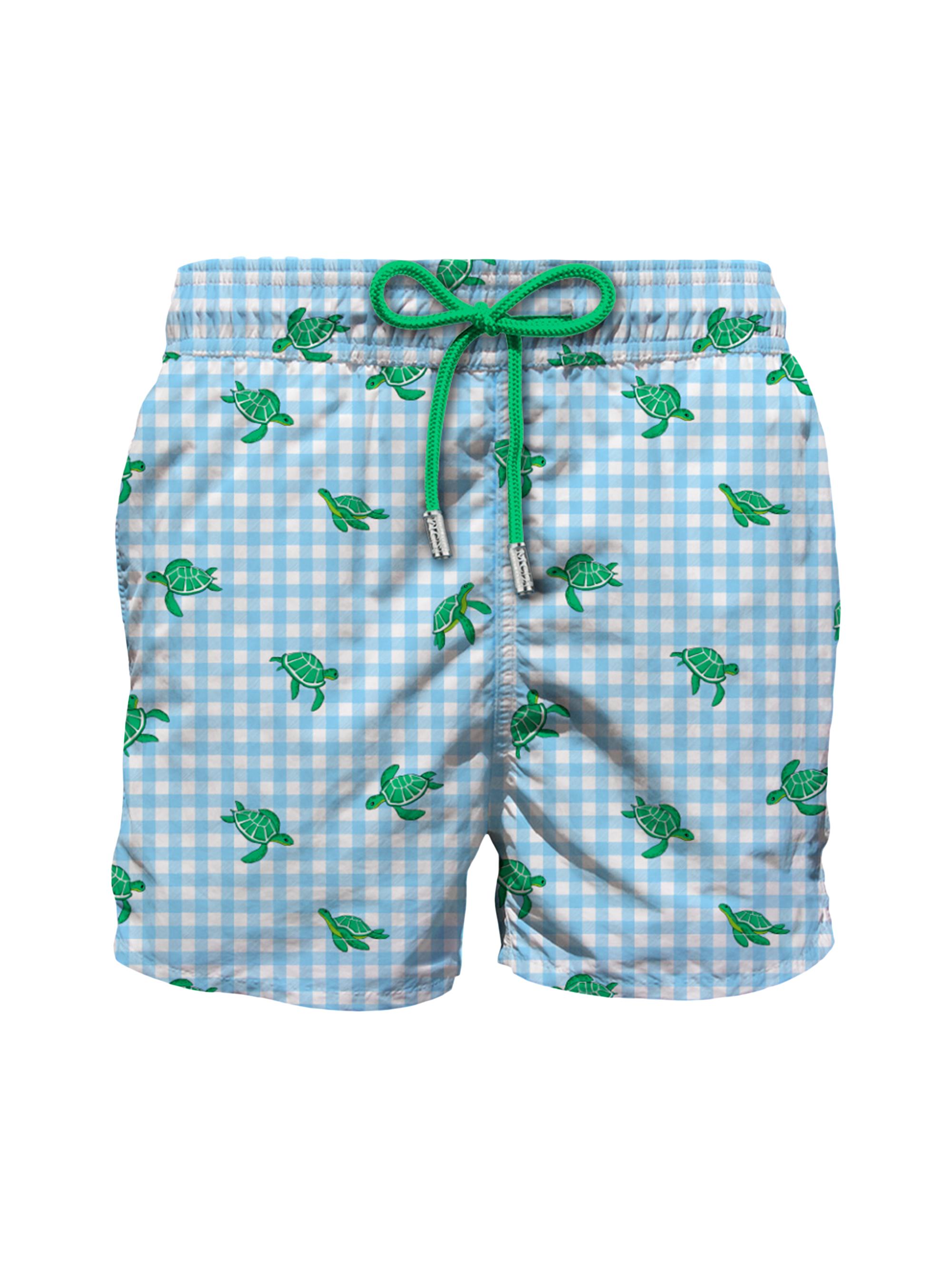 MC2 Saint Barth Men's Checked Turtle Swim Trunks - Turtle