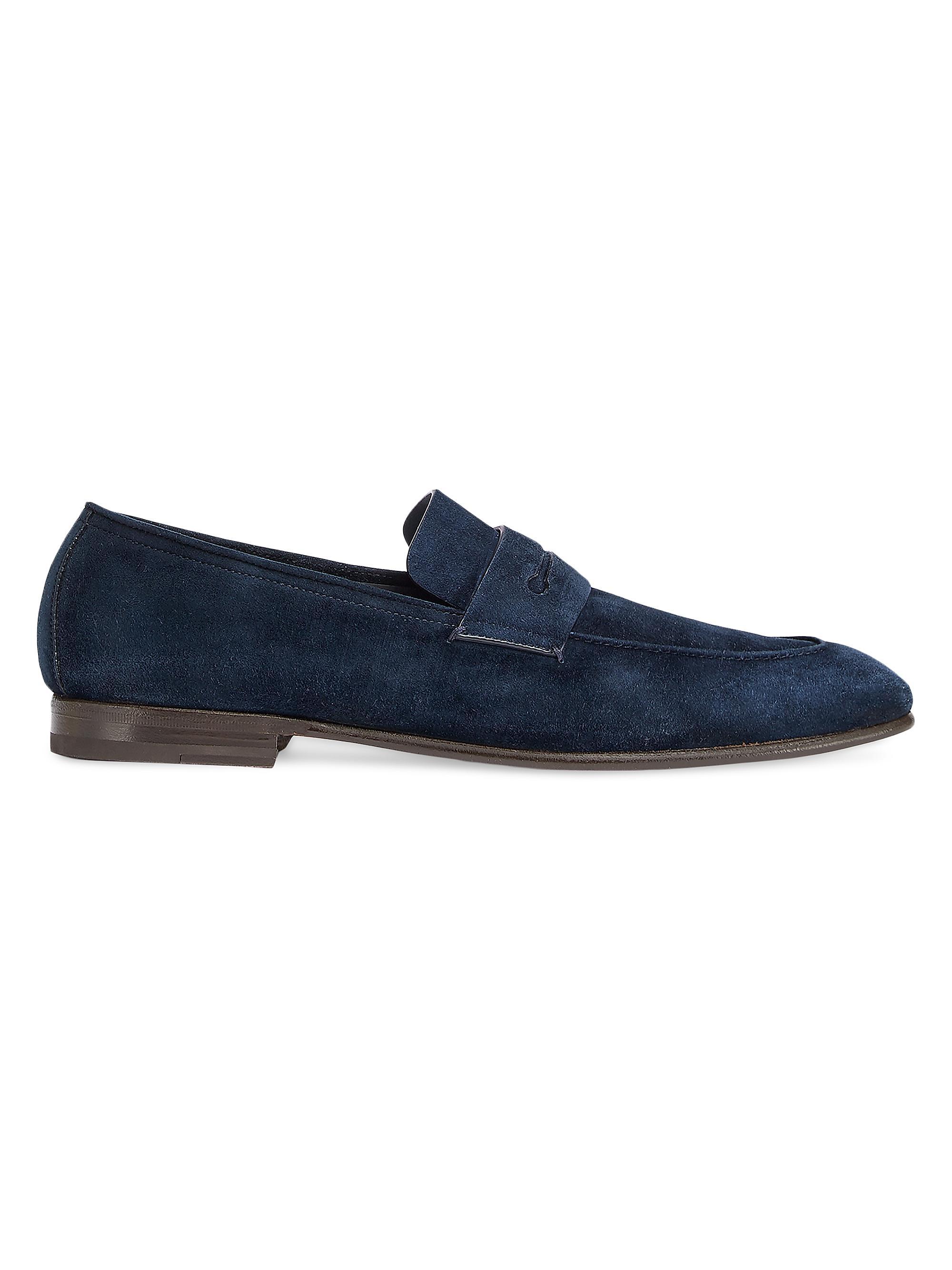 ZEGNA Men's Suede L'Asola Loafers - Blue