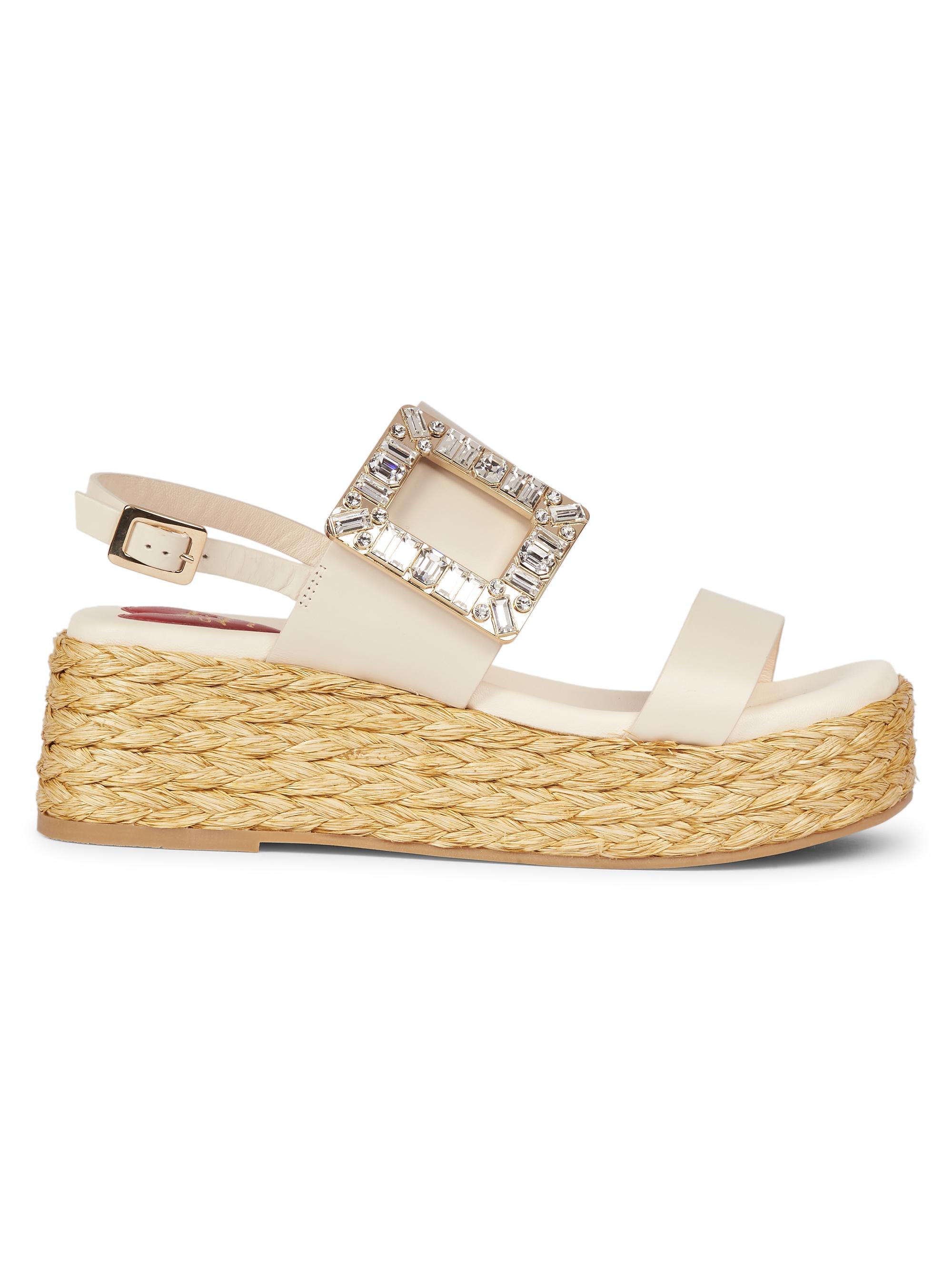 Roger Vivier Women's Strass Buckle 60MM Leather Sandals - Natural