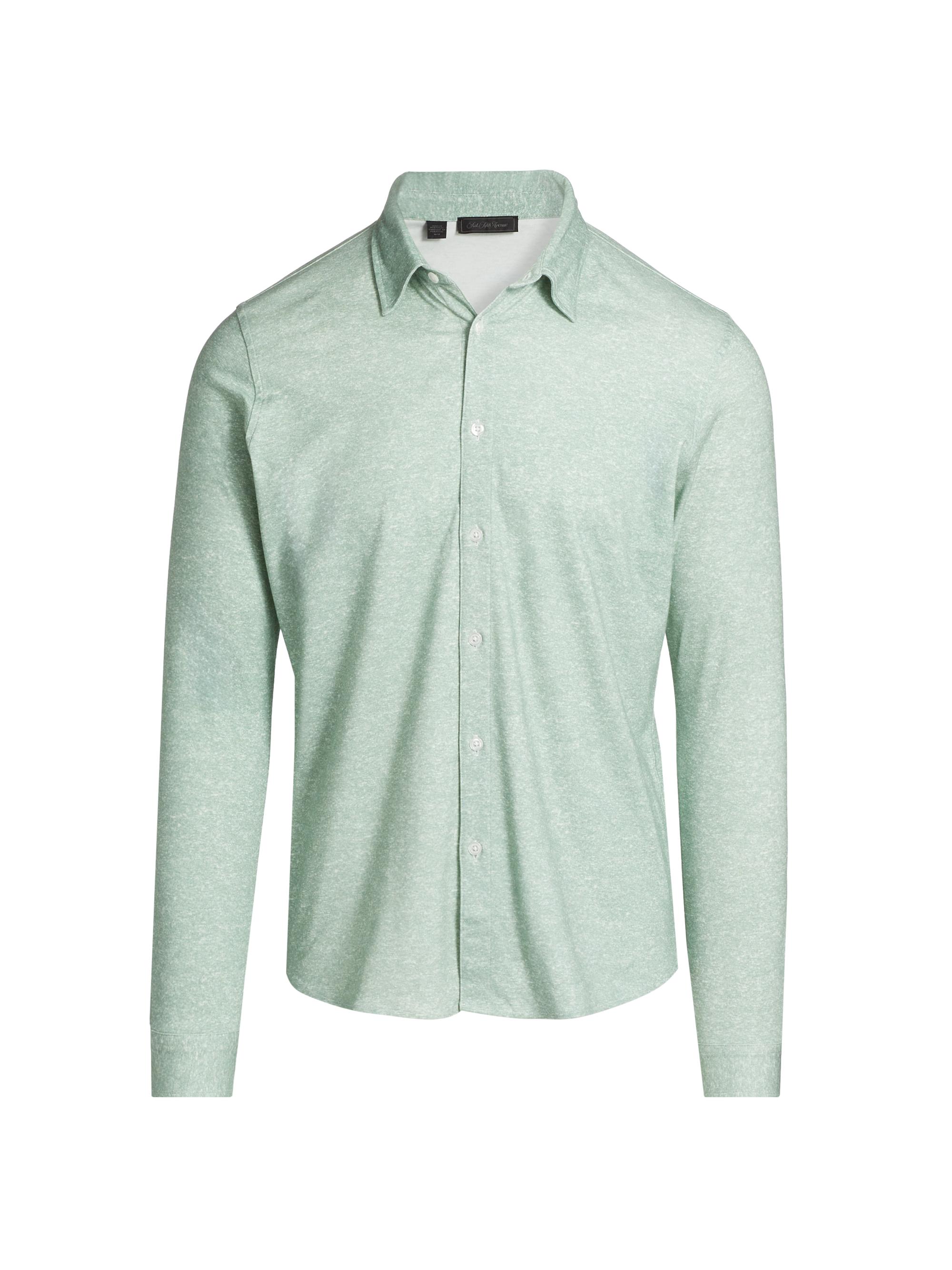 Saks Fifth Avenue Men's COLLECTION Heathered Button-Front Shirt - Green
