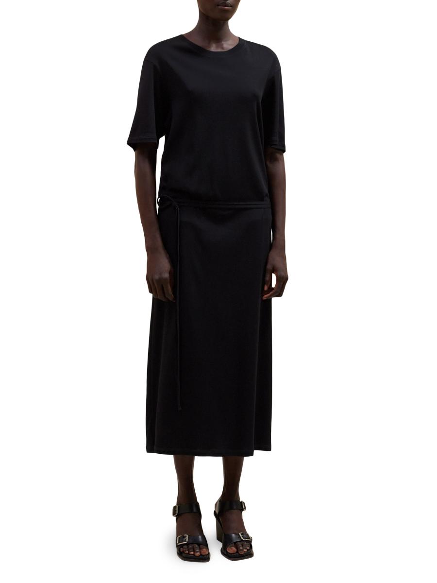 ワンピース LEMAIRE T-SHIRT DRESS WITH BELT Navy Belted Rib T-shirt Midi Dress by LEMAIRE on Sale