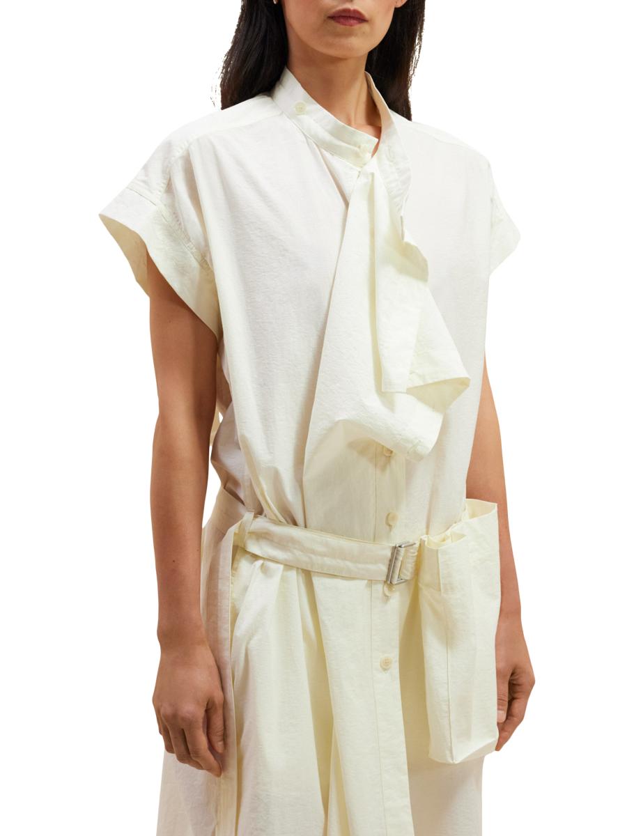 Lemaire Belted Ruffled Stretch Cotton Knee-Length Dress