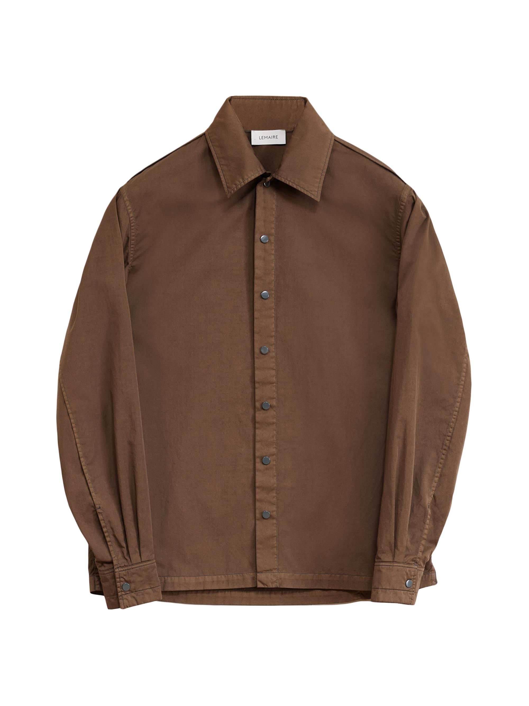 Lemaire Women's Oversized Cotton Snap-Front Shirt - Dark Tobacco