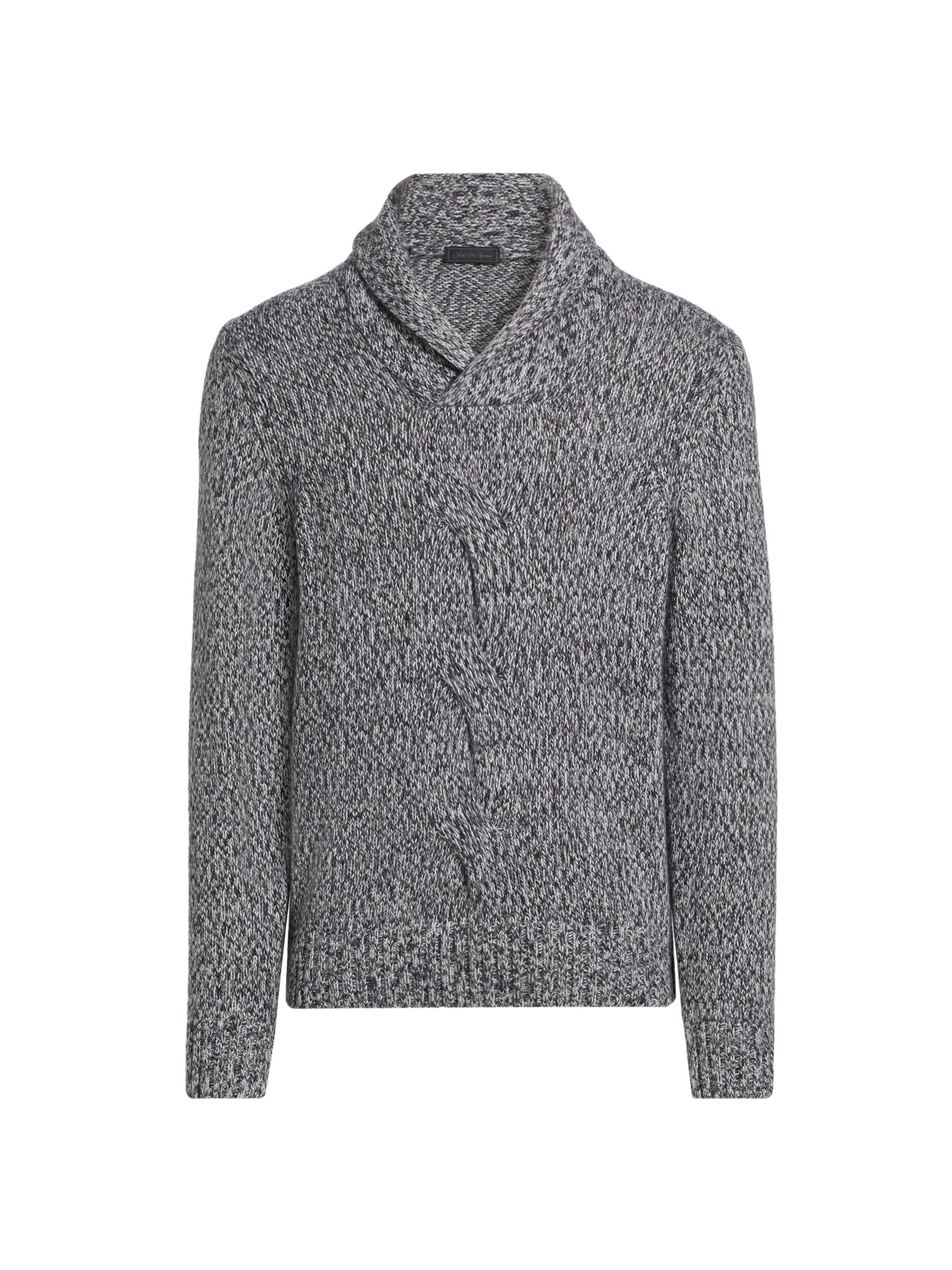 Saks Fifth Avenue Men's COLLECTION Twisted Yarn Shawl Pullover Sweater - Grey