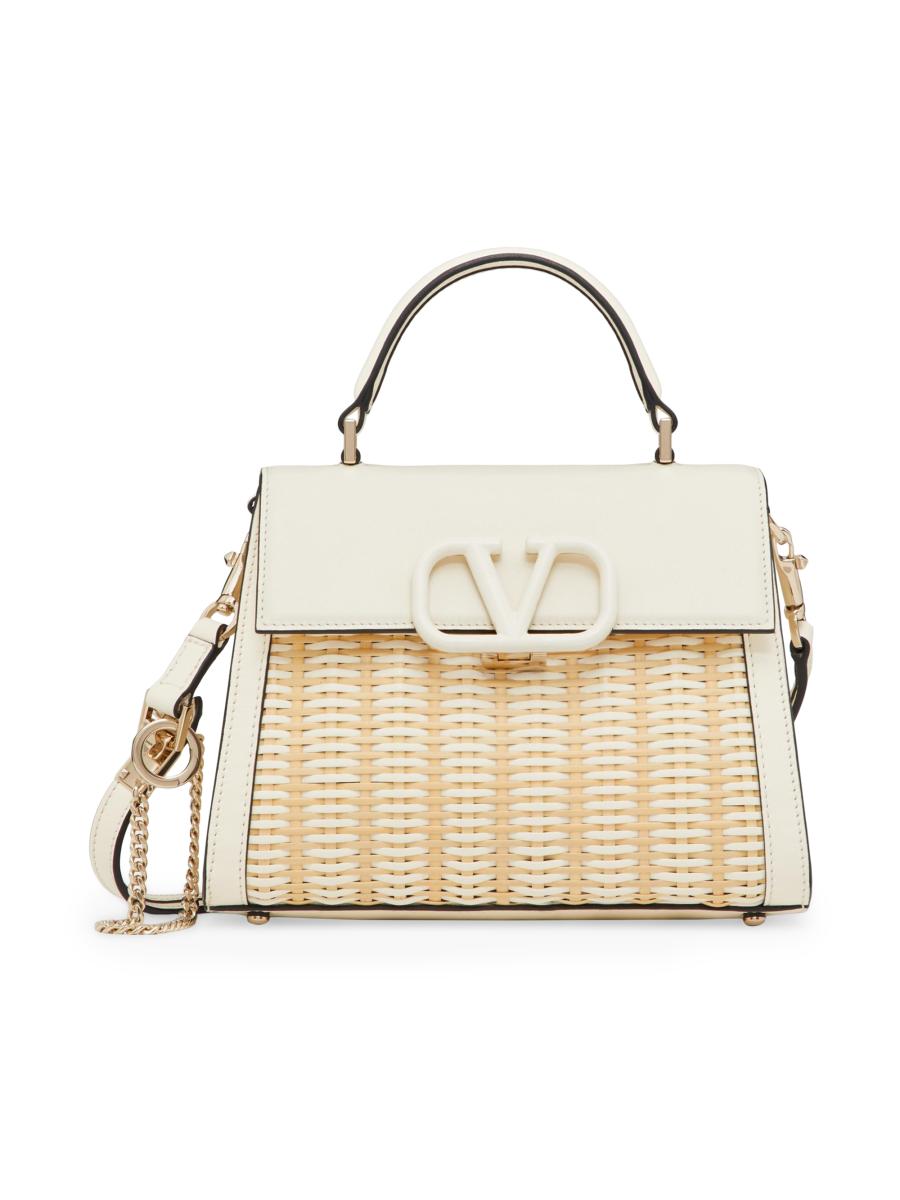 ハンドバッグ VALENTINO GARAVANI WHITE LEATHER VSLING TOP HANDLE BAG Valentino White Leather Small VSling Top Handle Bag