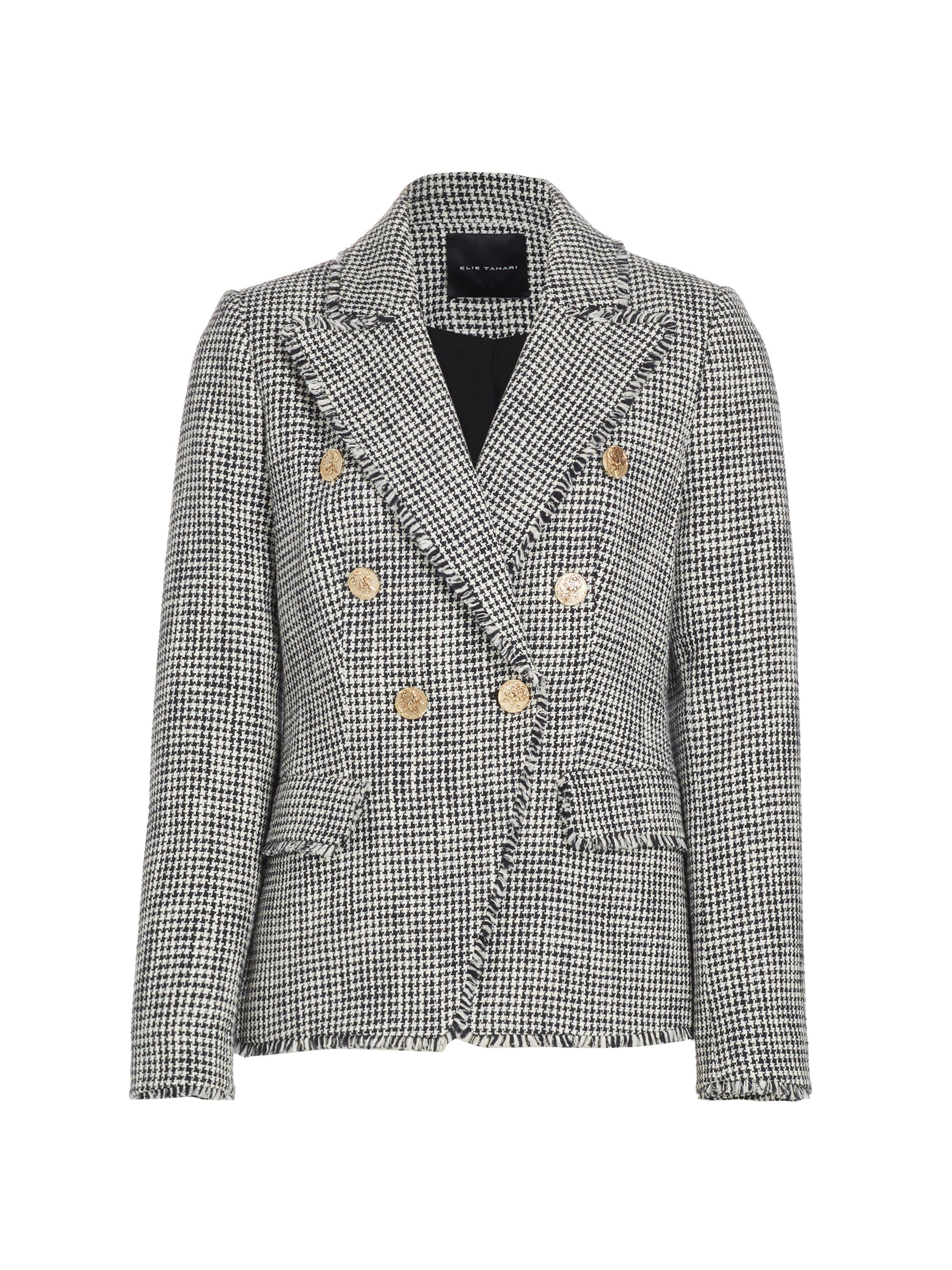 Elie Tahari Women's The Chana Cotton-Blend Tweed Double-Breasted Blazer - Essen Tweed