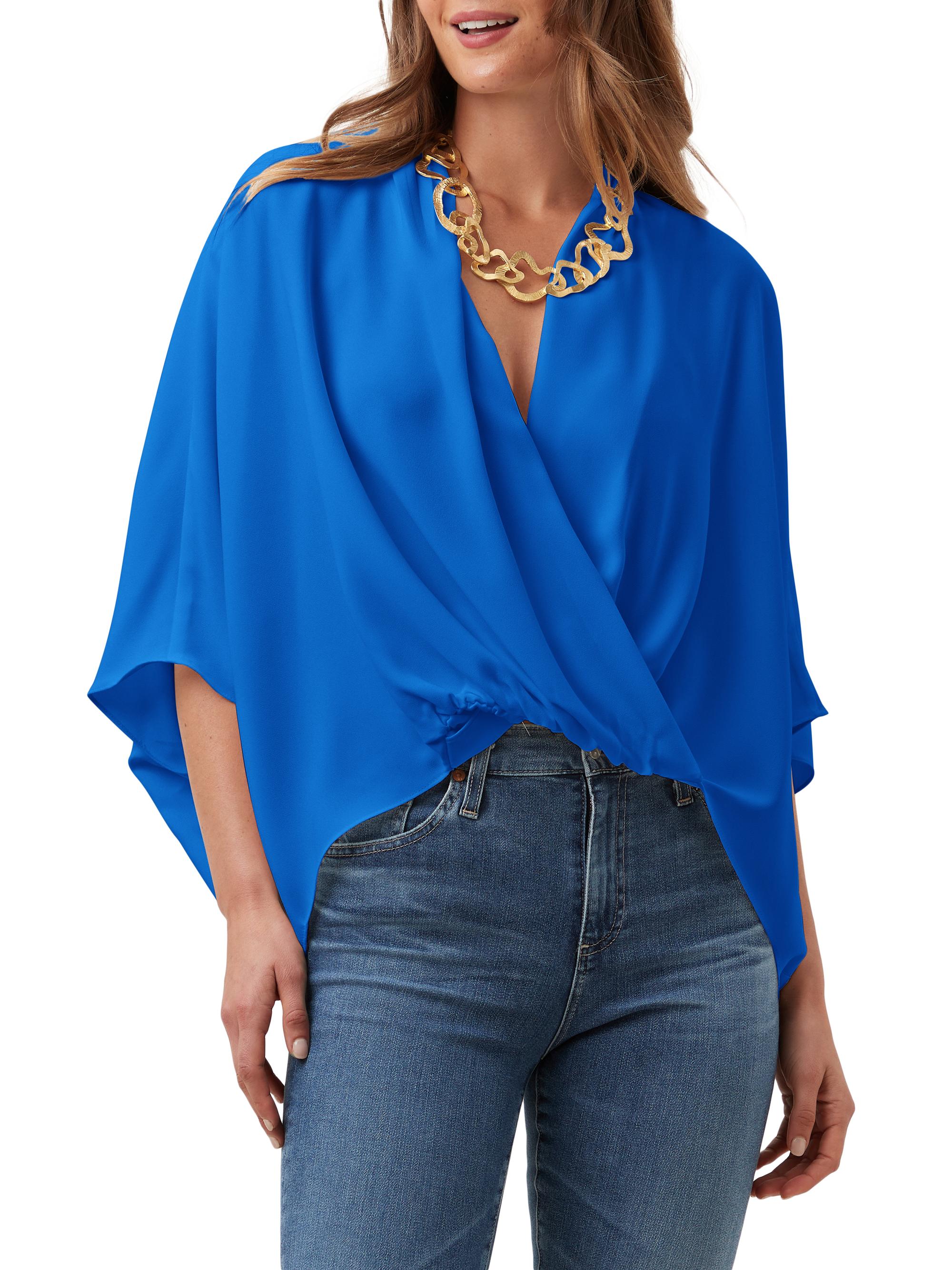 Trina Turk Women's Concourse Draped Crepe Top - Blue Hawaiian