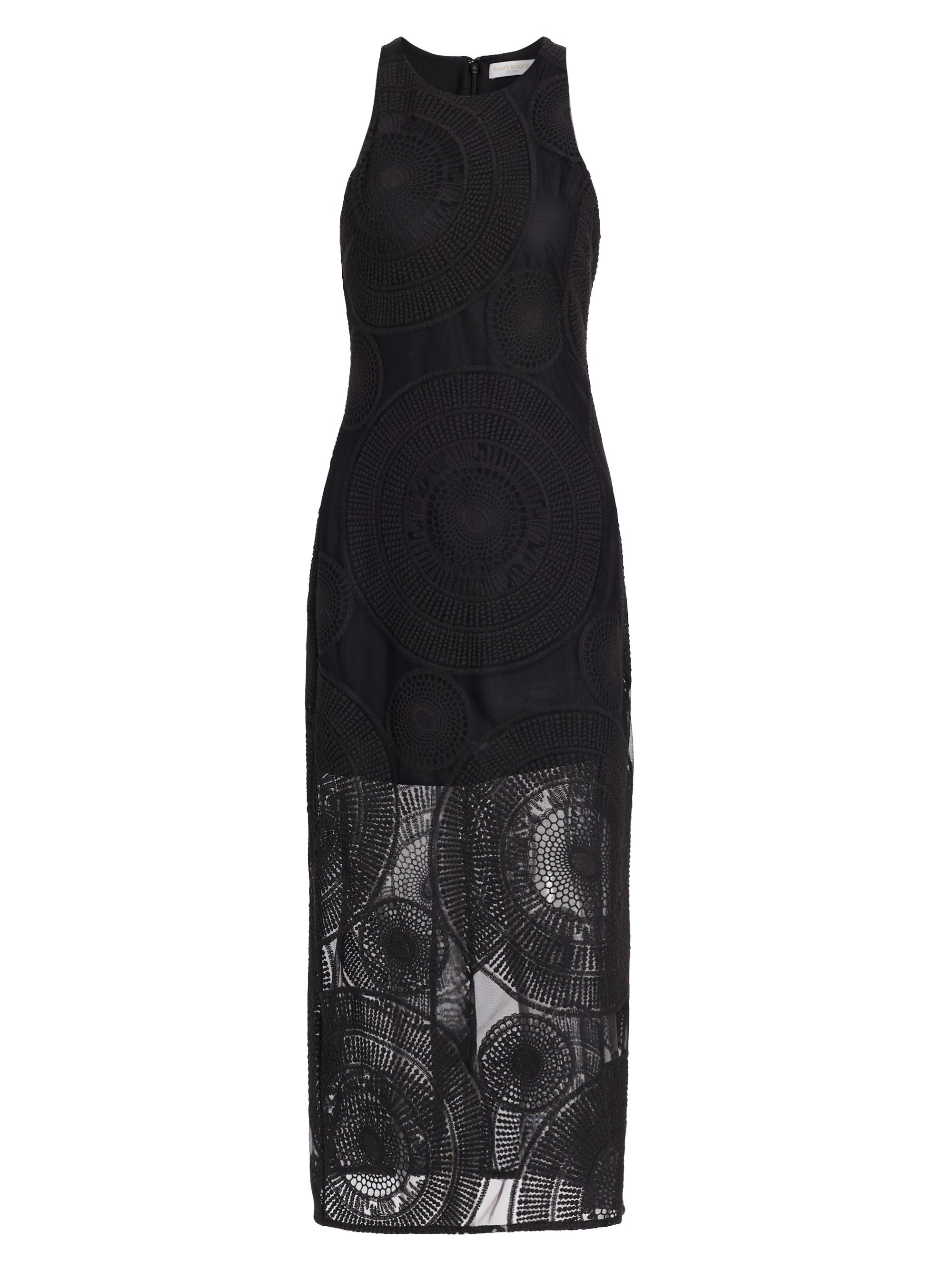 Ramy Brook Women's Olga Geometric Tulle Sleeveless Midi-Dress - Black Circular