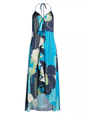 Shop Ramy Brook Jeanette Floral Ruffled Midi-Dress | Saks Fifth Avenue