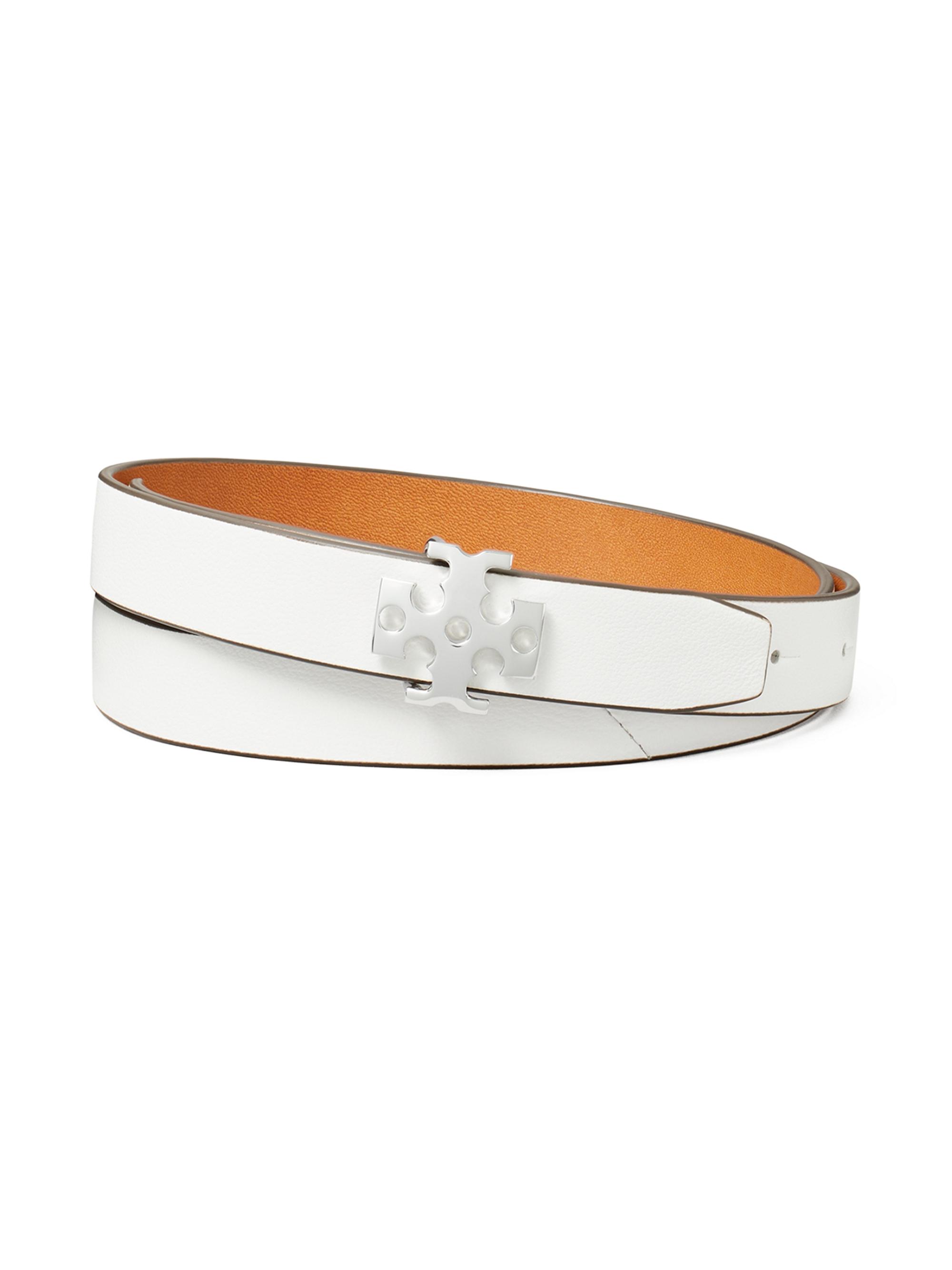 Tory Burch Women's Leather Logo Belt - Optic White