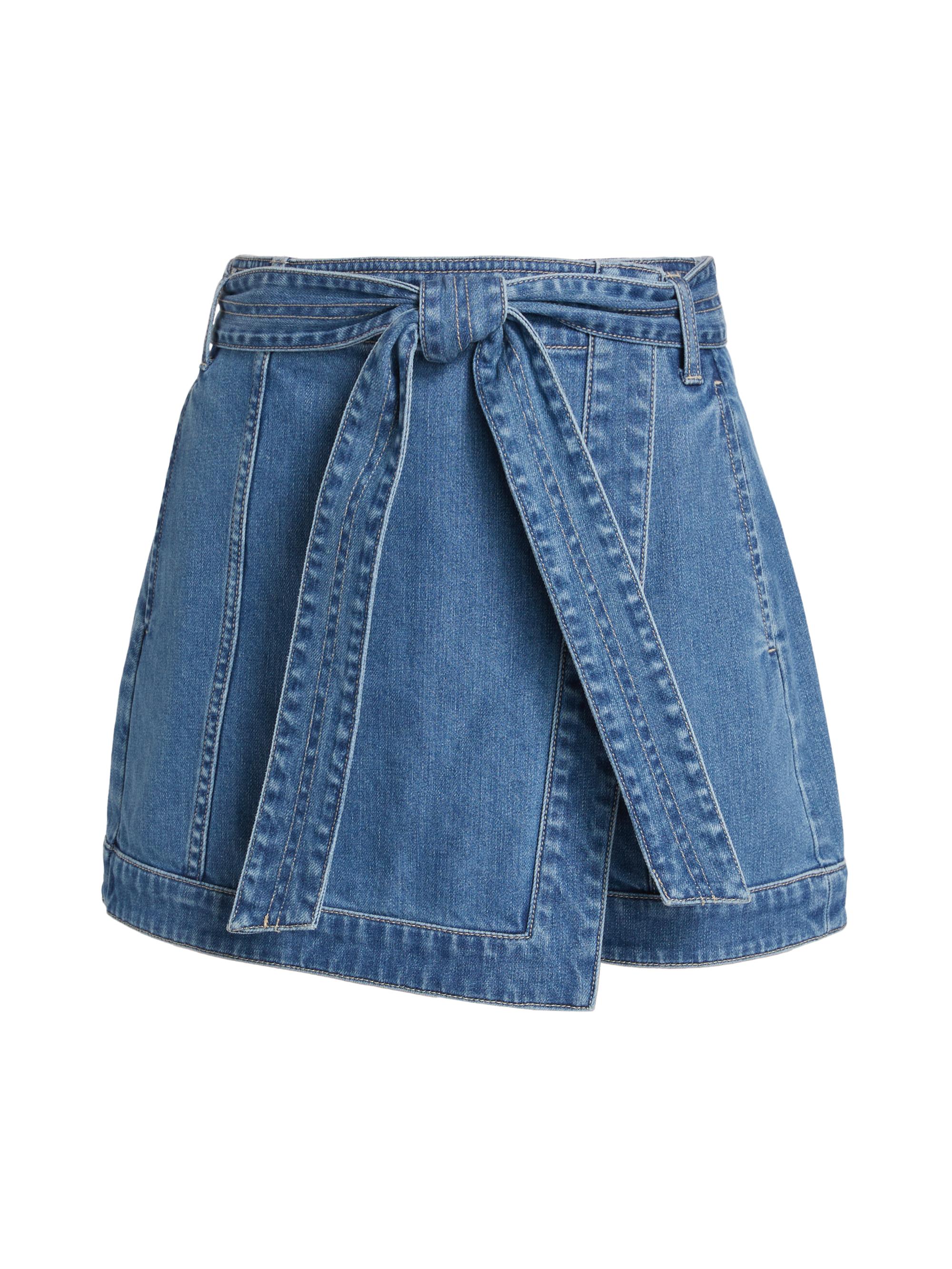 Veronica Beard Women's Agee Denim Tie-Waist Skort - Bright Lakeshore