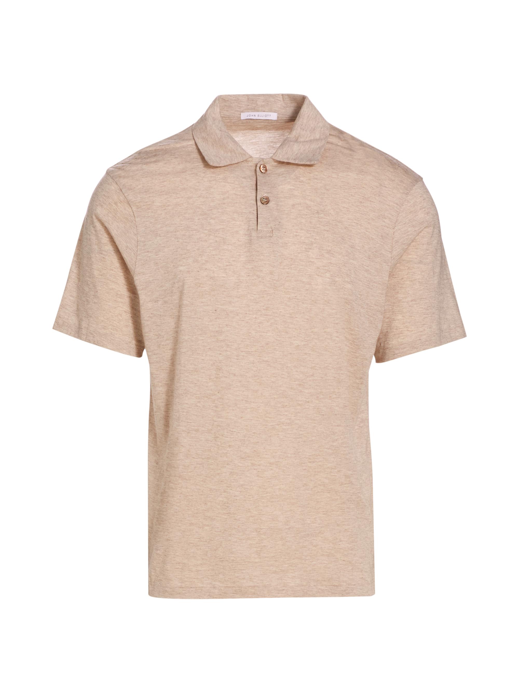 John Elliott Men's Cotton-Blend Short-Sleeve Polo Shirt - Tan