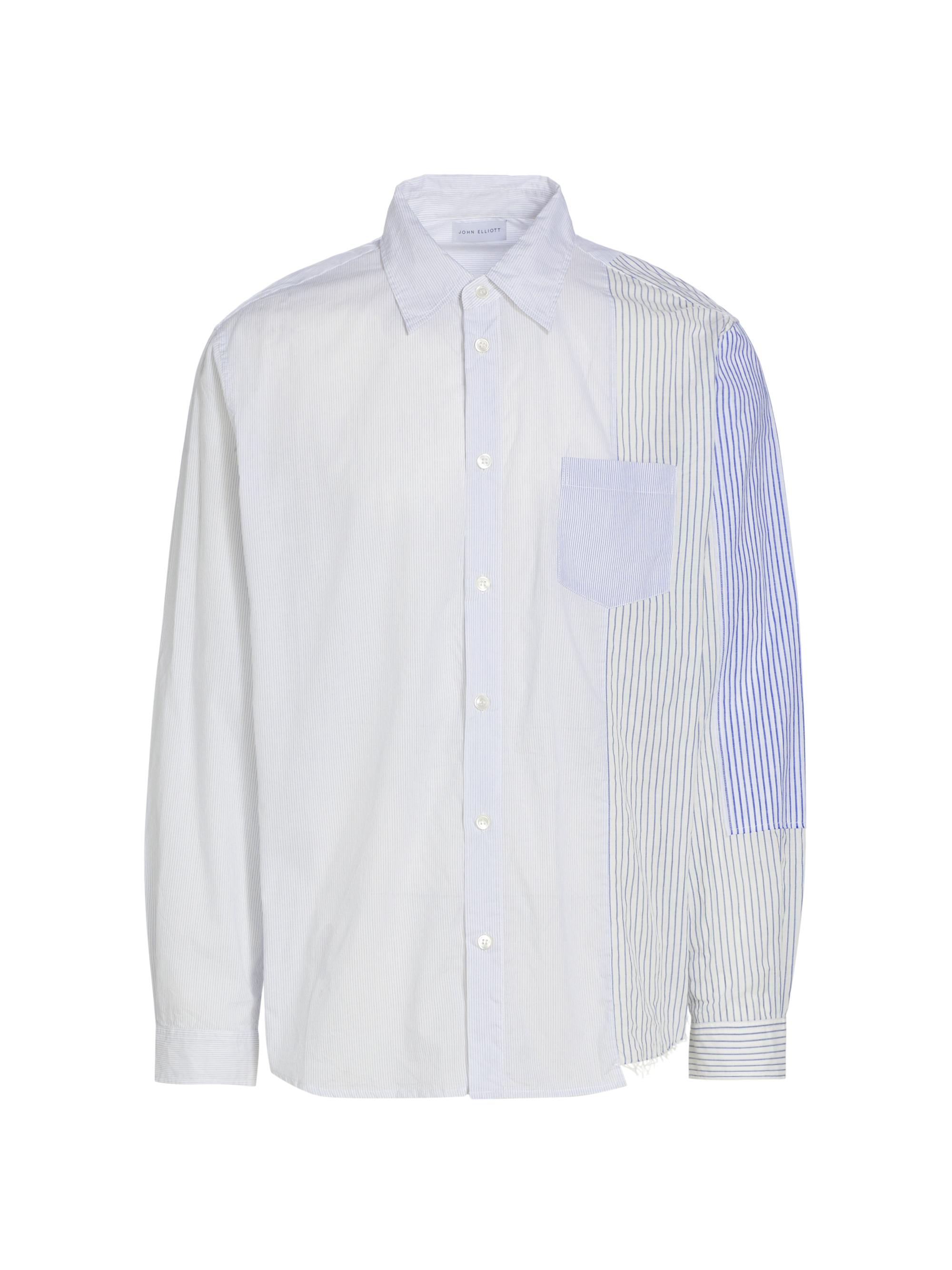 John Elliott Men's Pinstripe Cotton Long-Sleeve Shirt - Blue White