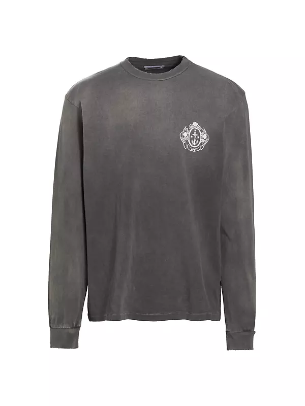 John Elliott Men's Dinghy Washed Cotton Long-Sleeve T-Shirt - Washed Black - Size XL