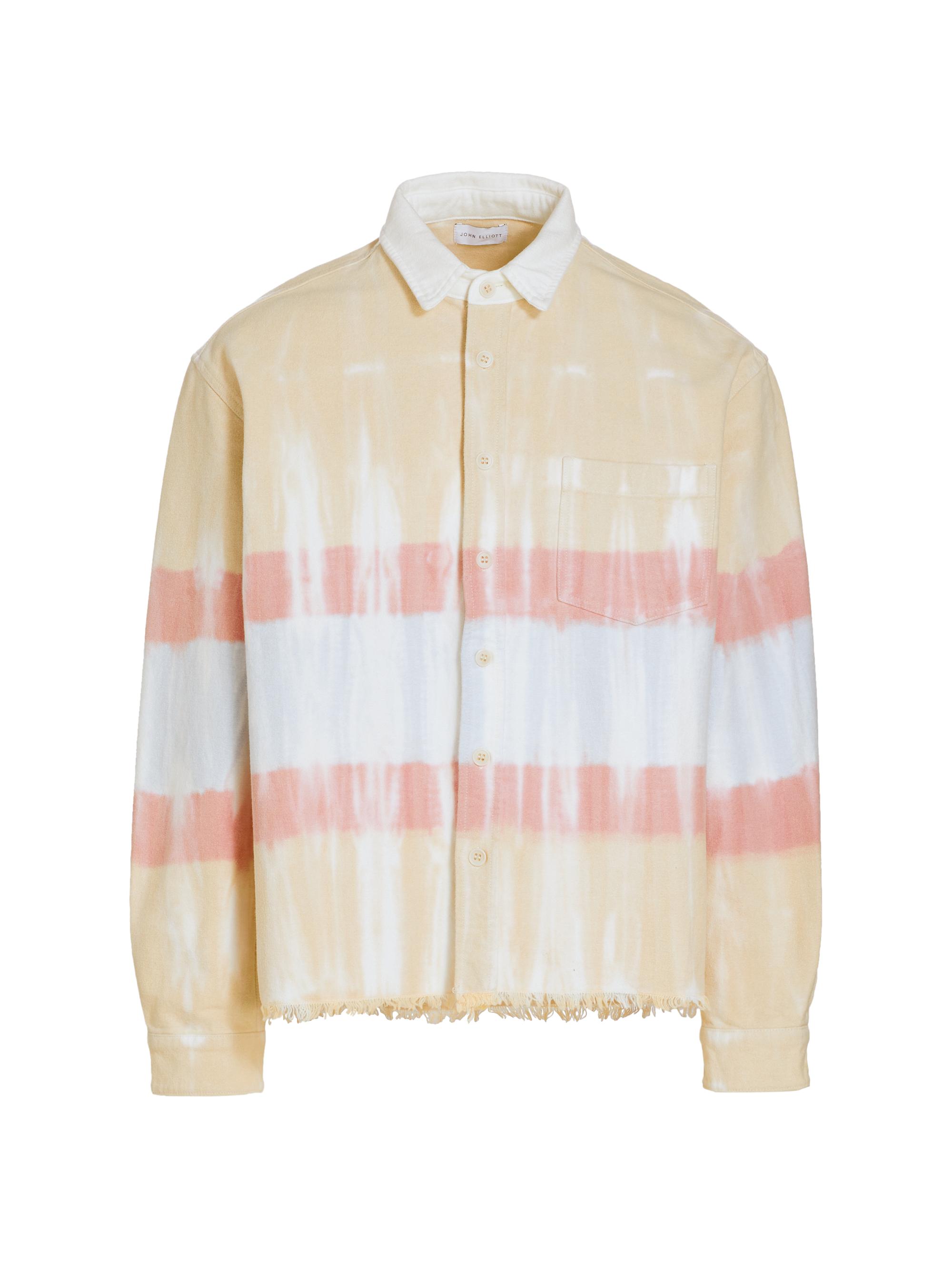 John Elliott Men's Rugby Hemi Oversized Tie-Dye Cotton Shirt - Taupe Blue