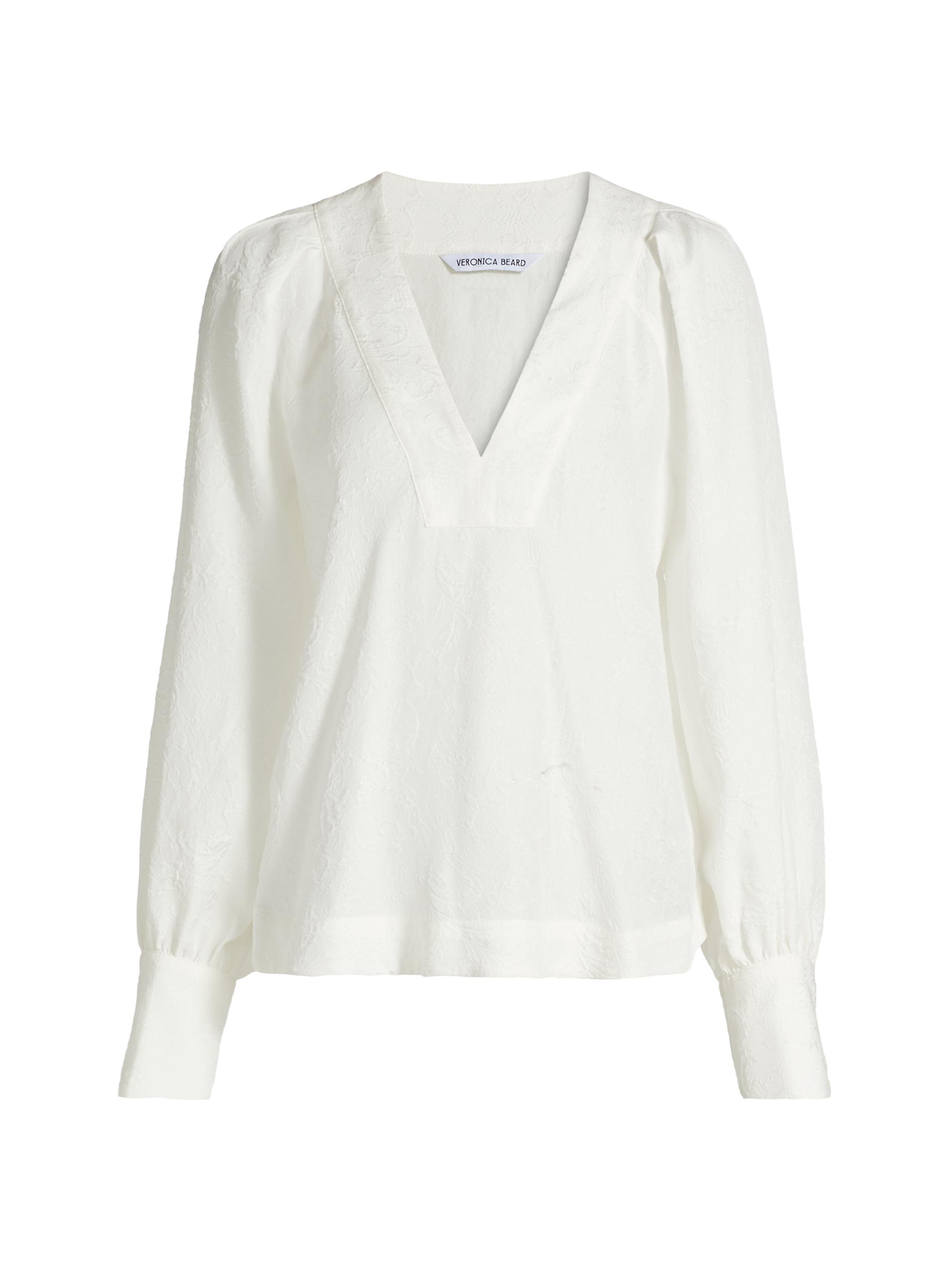 Veronica Beard Women's Osler Silk V-Neck Top - Off White