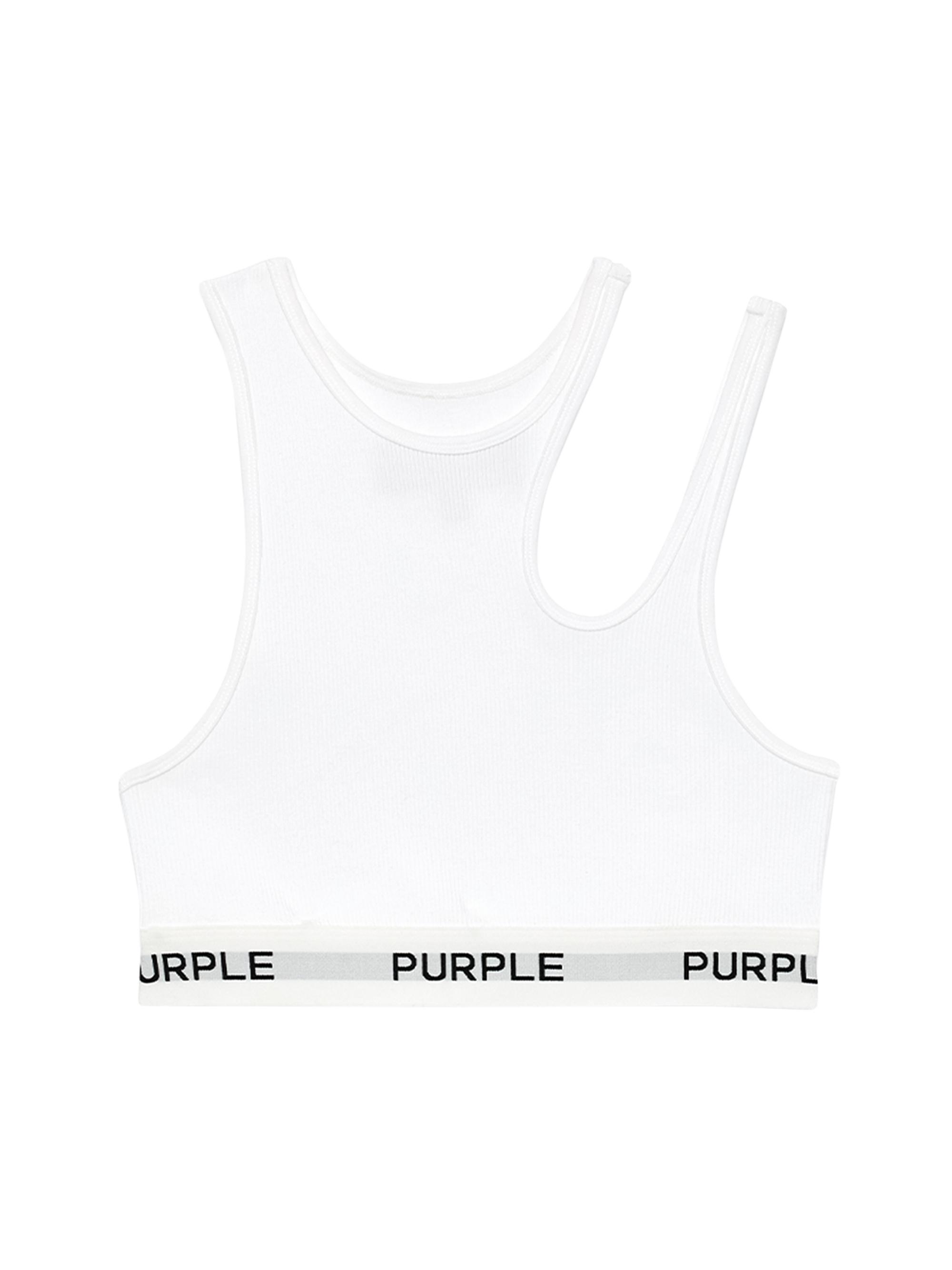 Purple Brand Women's Rib-Knit Cut-Out Bralette - White