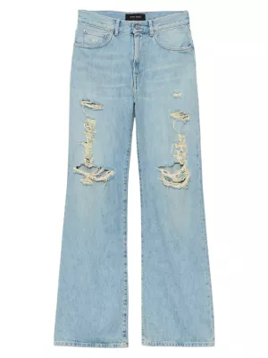 Distressed Denim Wide Jeans
