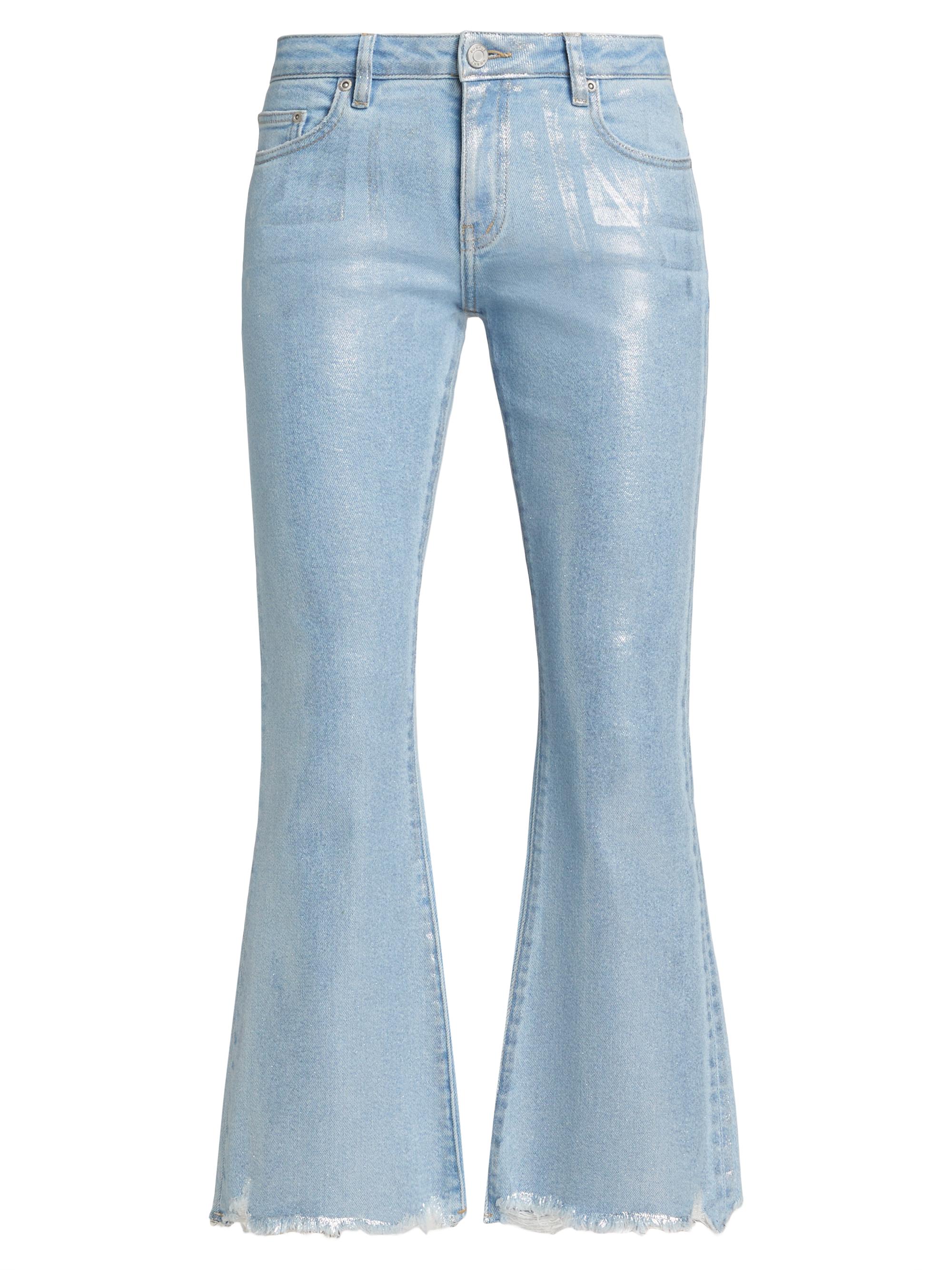 Purple Brand Women's Metallic Foil Ankle Bootcut Jeans - Light Indigo