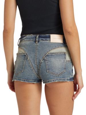 Purple Brand Mid-Rise iridescent denim shorts - Black