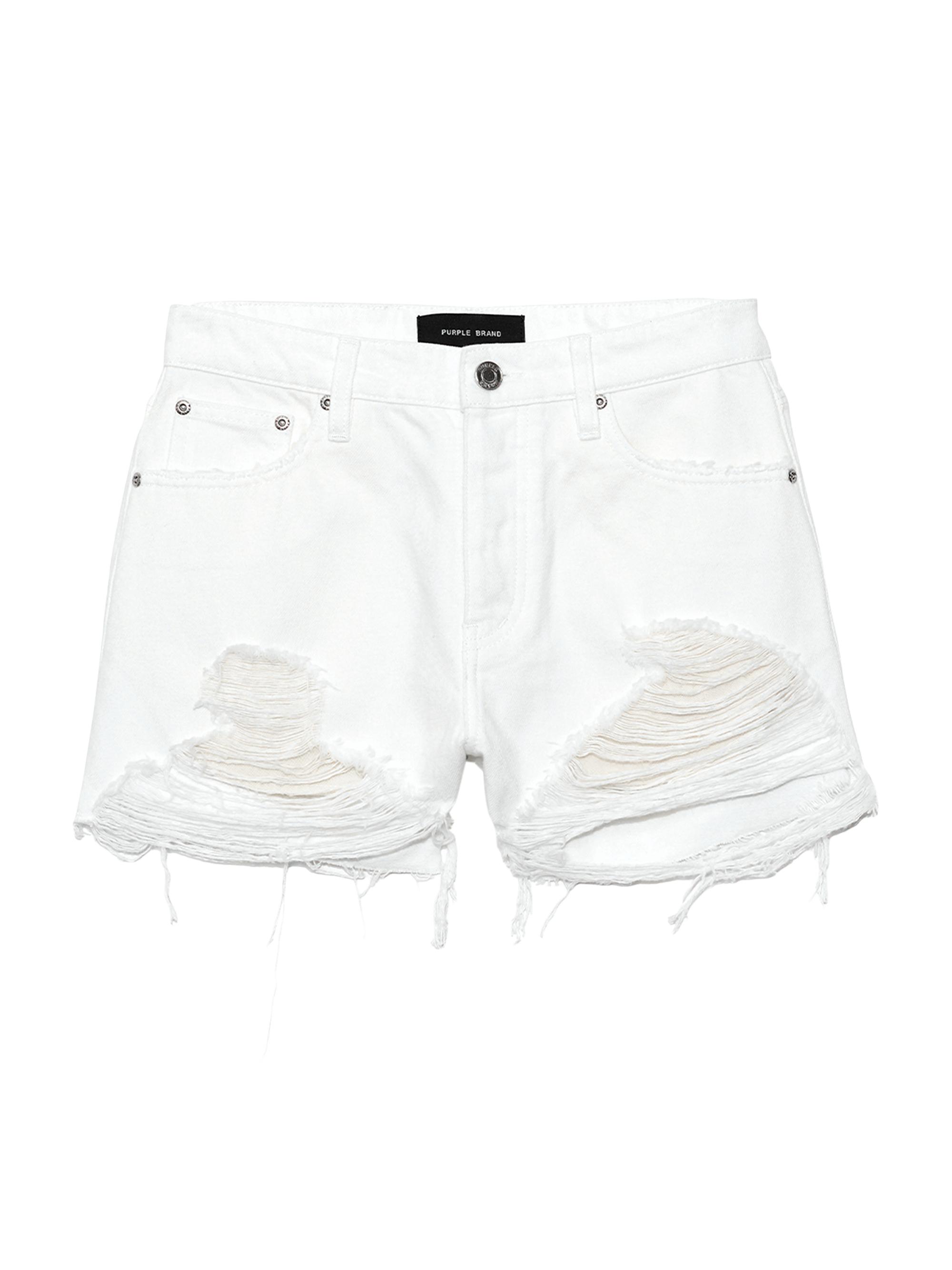Purple Brand Women's Distressed Denim Cutoff Shorts - White