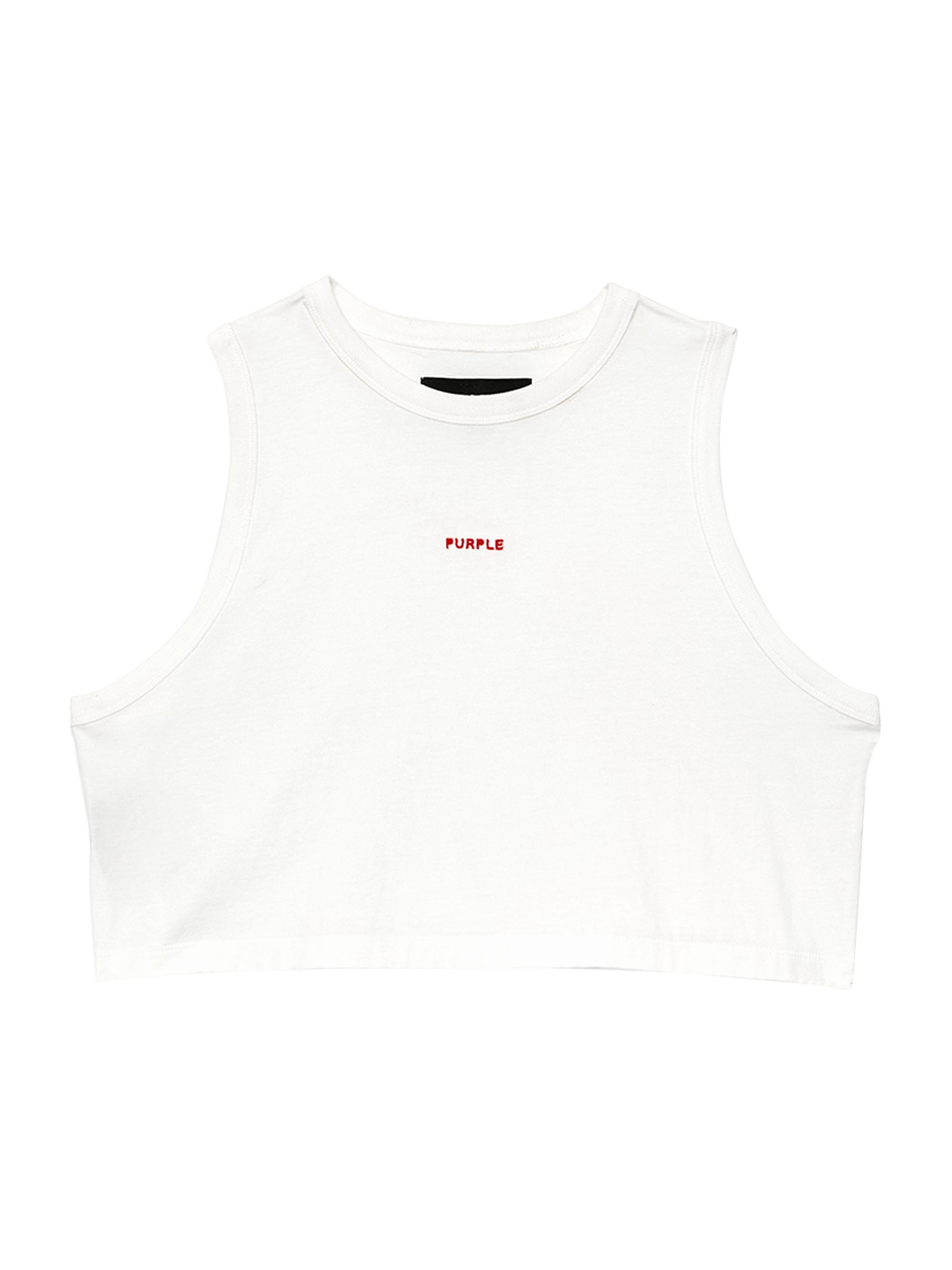 Purple Brand Women's Rib-Knit Logo Crop Tank - White