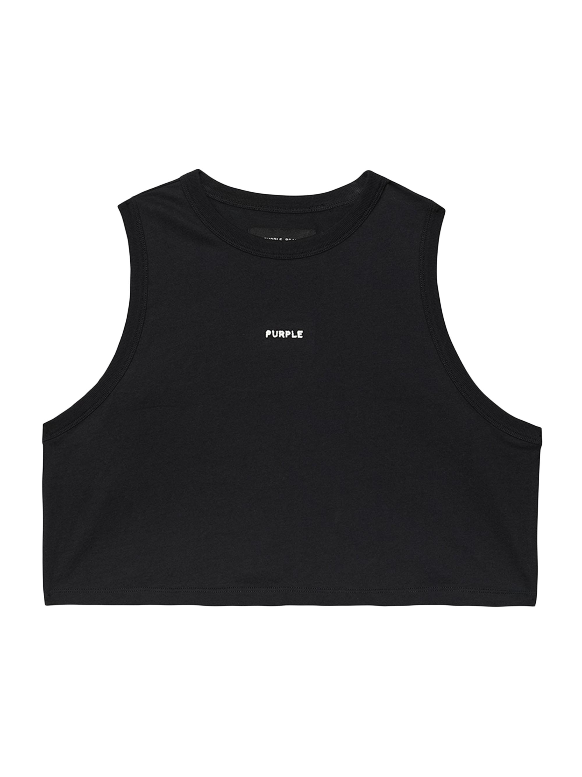 Purple Brand Women's Rib-Knit Logo Crop Tank - Black