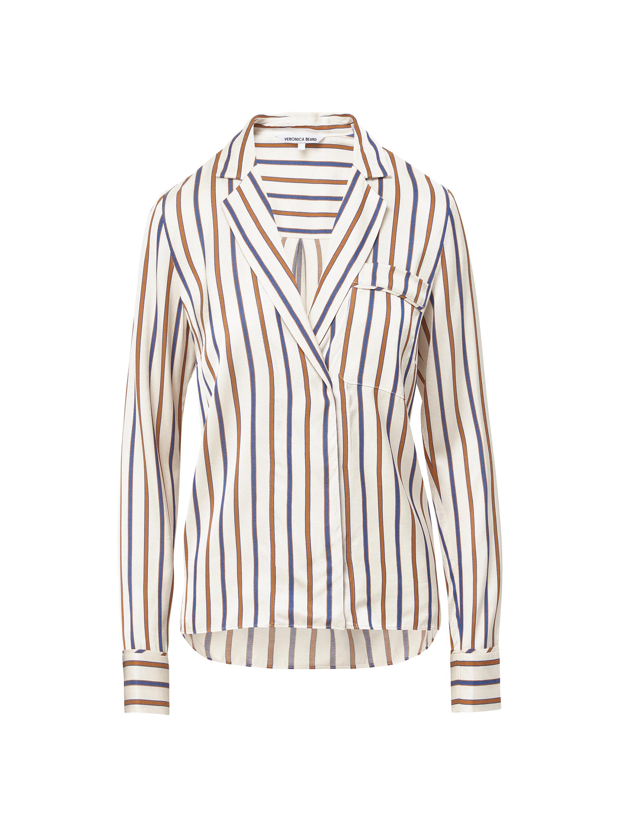 Veronica Beard Women's Lusanne Stripe Long-Sleeve Shirt - Sand Slate Blue