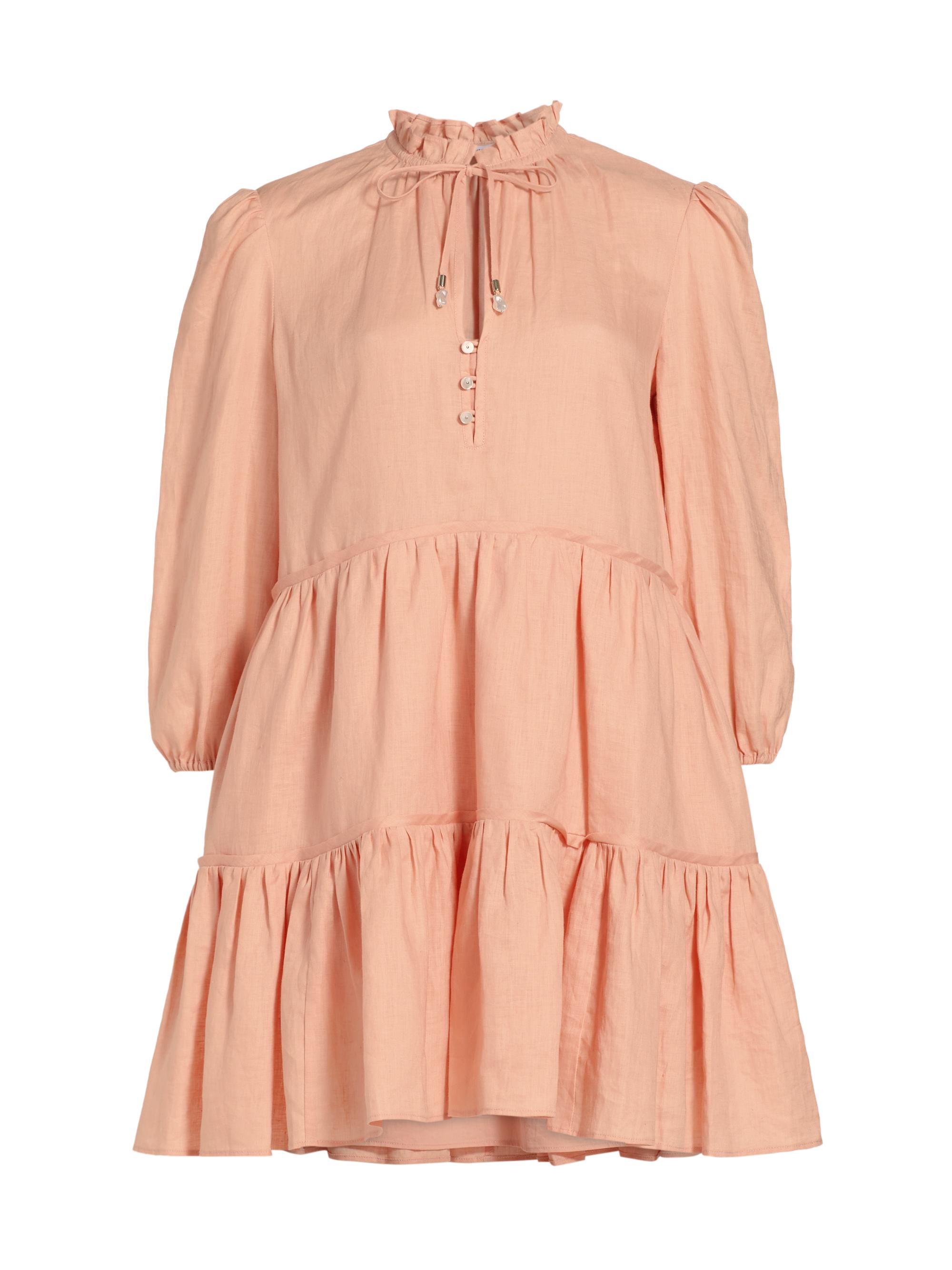 Veronica Beard Women's Hawken Linen Tiered Minidress - Light Coral