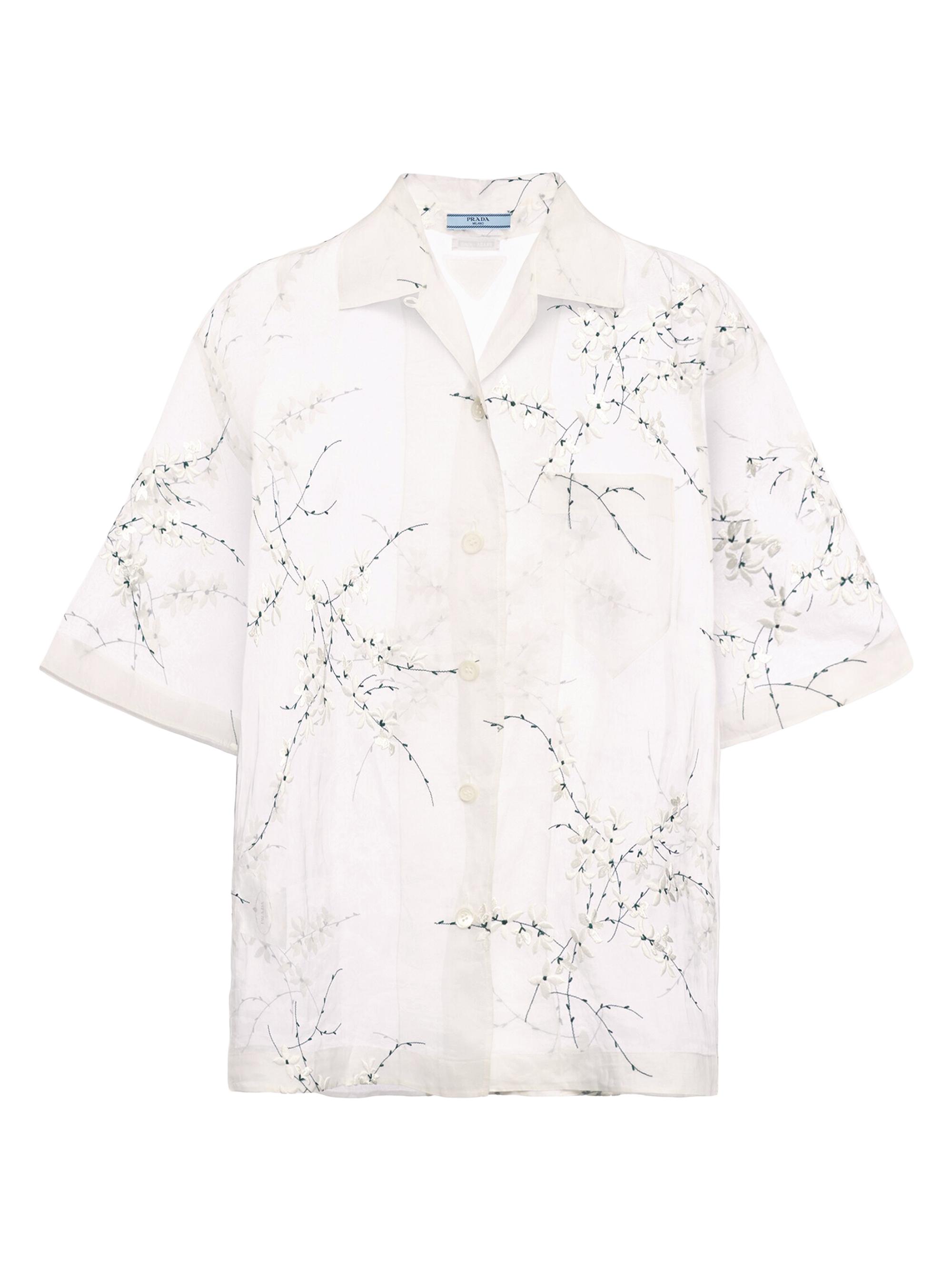 Prada Women's Shirt with Superimposed Embroidery - White