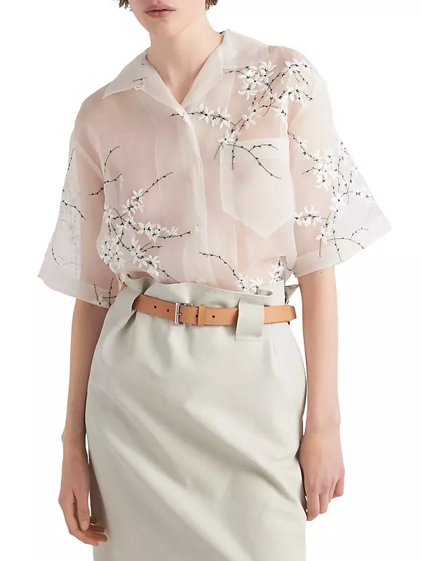 Shop Prada Shirt With Superimposed Embroidery | Saks Fifth Avenue