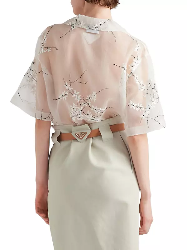 Shop Prada Shirt With Superimposed Embroidery | Saks Fifth Avenue