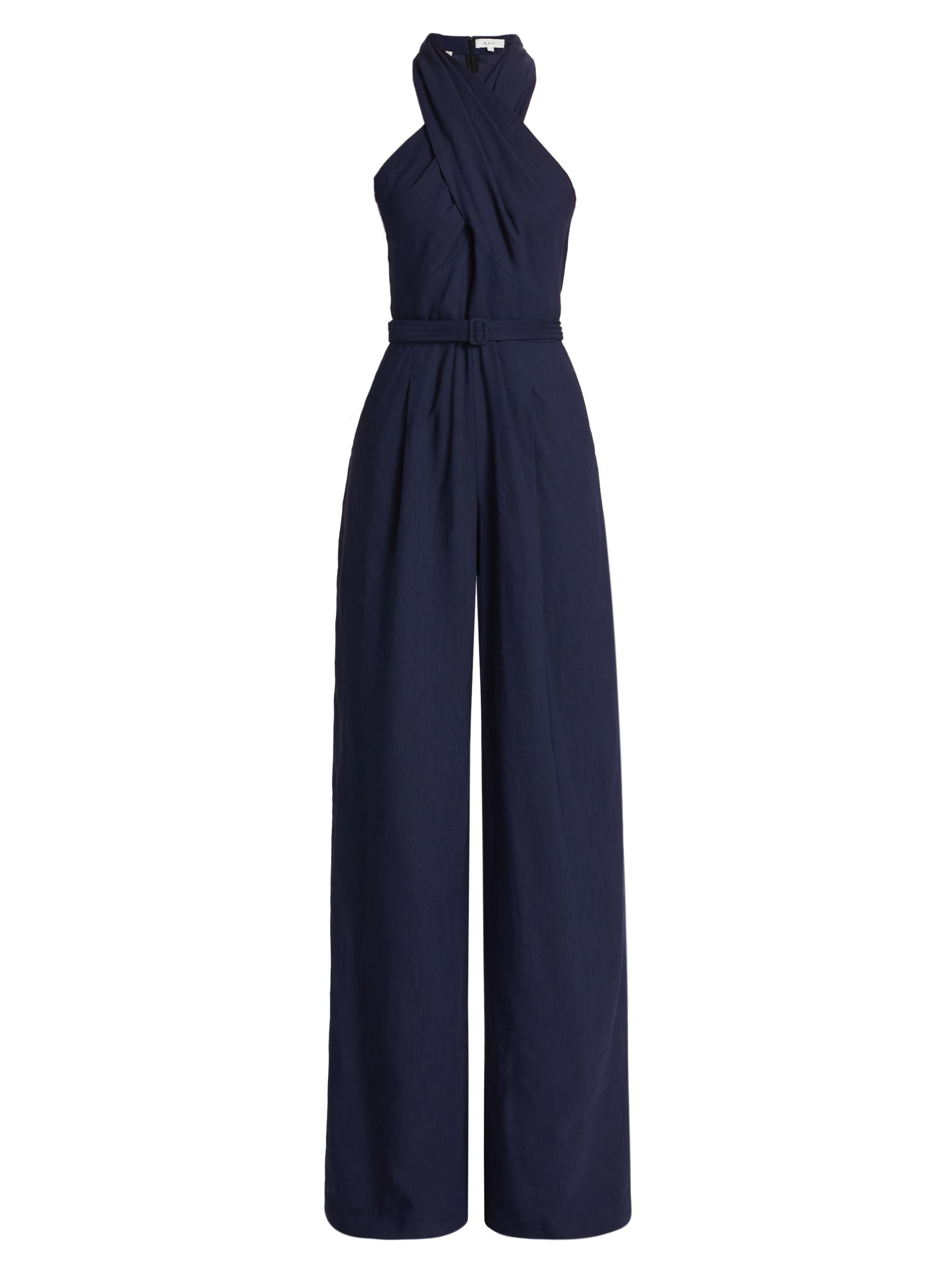 A.L.C. Women's Murphy Ii Linen-Blend Wide-Leg Jumpsuit - Maritime Navy