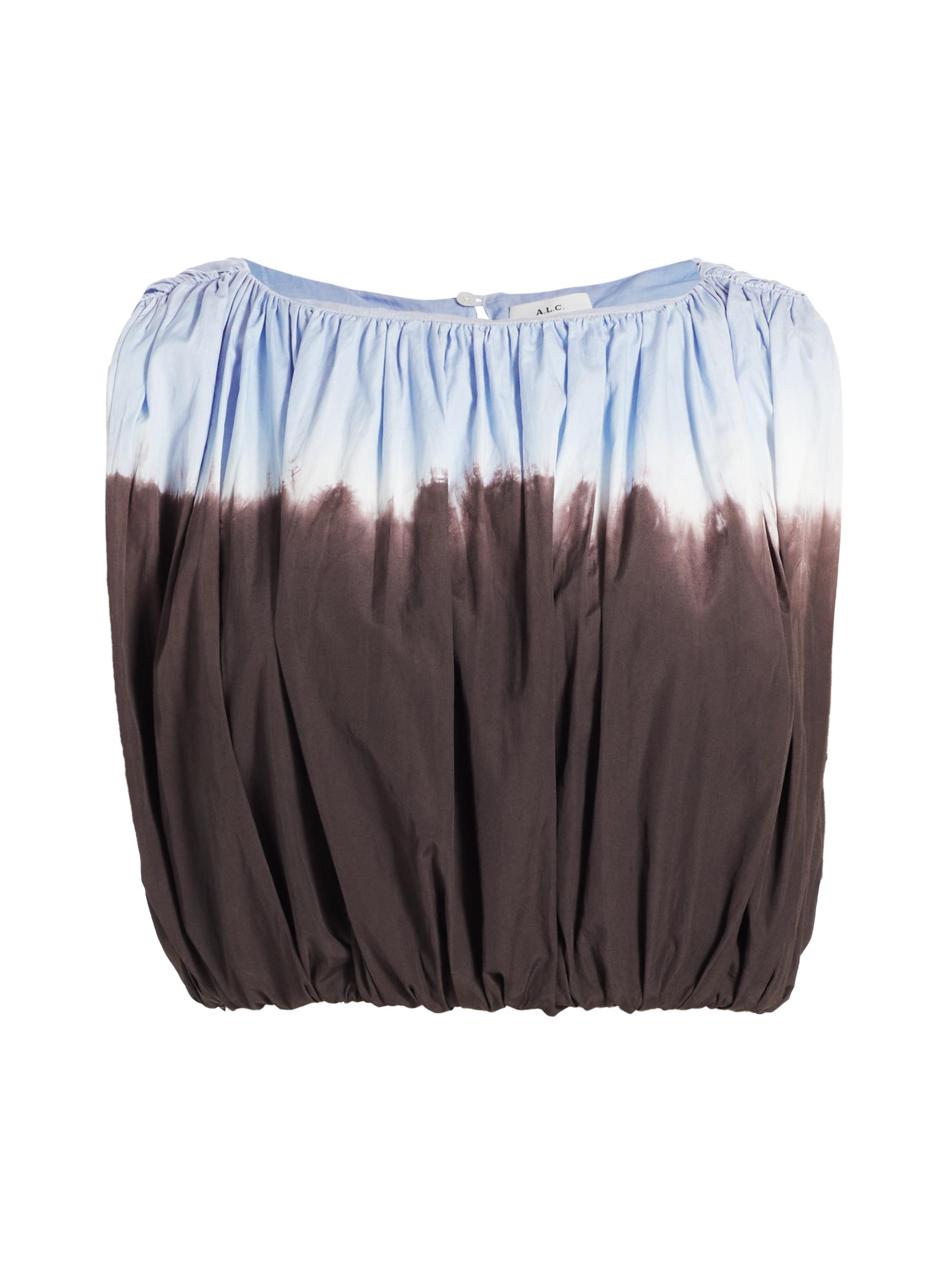 A.L.C. Women's Nell Shirred Dip-Dyed Cotton Crop Top - Sky Blue Fudge