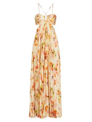 Max Mara pleated-waist maxi dress - Orange