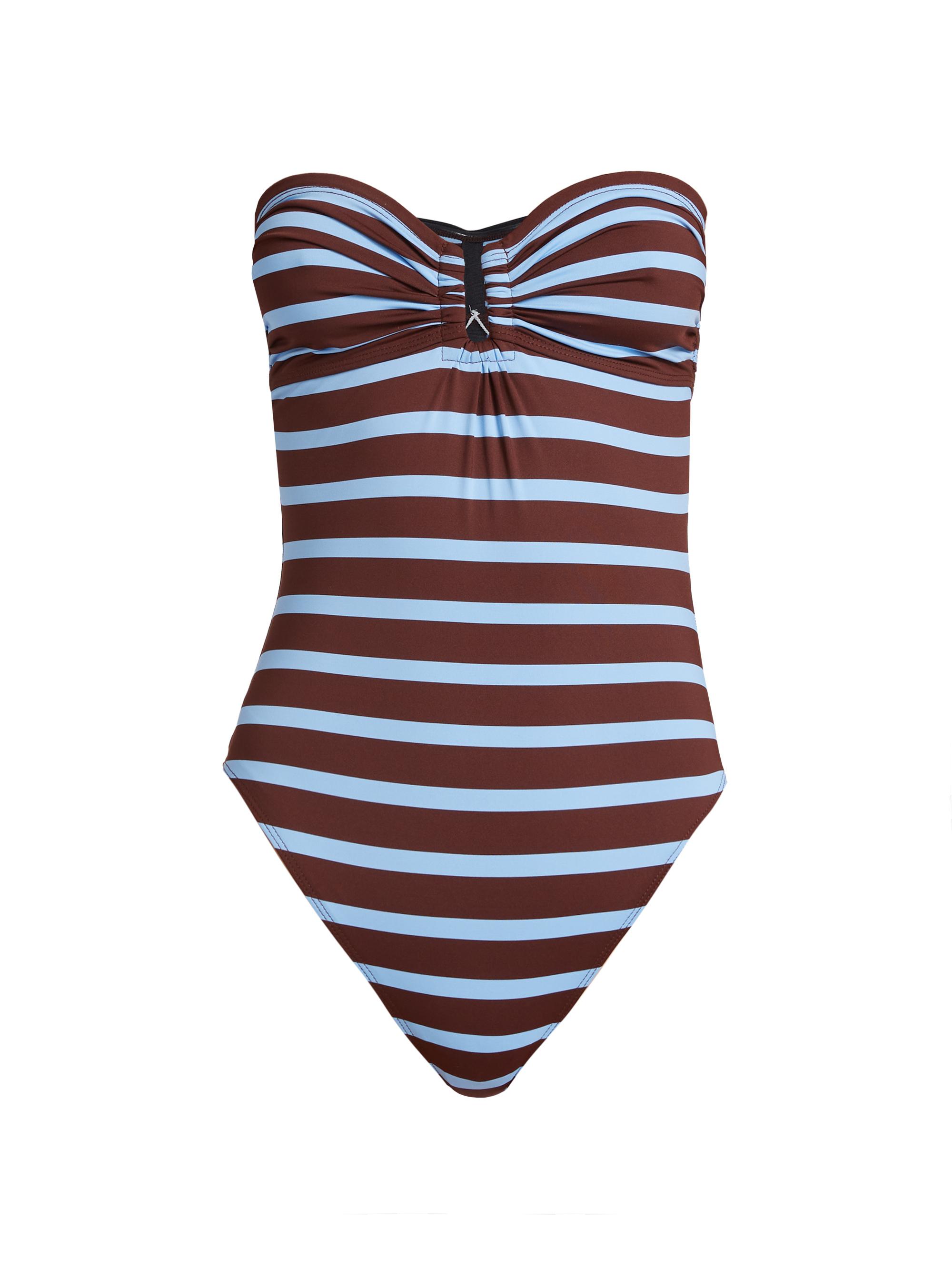 A.L.C. Women's Ella Stripe One-Piece Swimsuit - Vista Blue Fudge