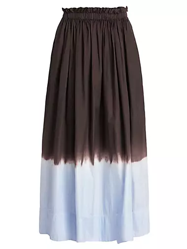 Gina Dip-Dyed Cotton Midi-Skirt
