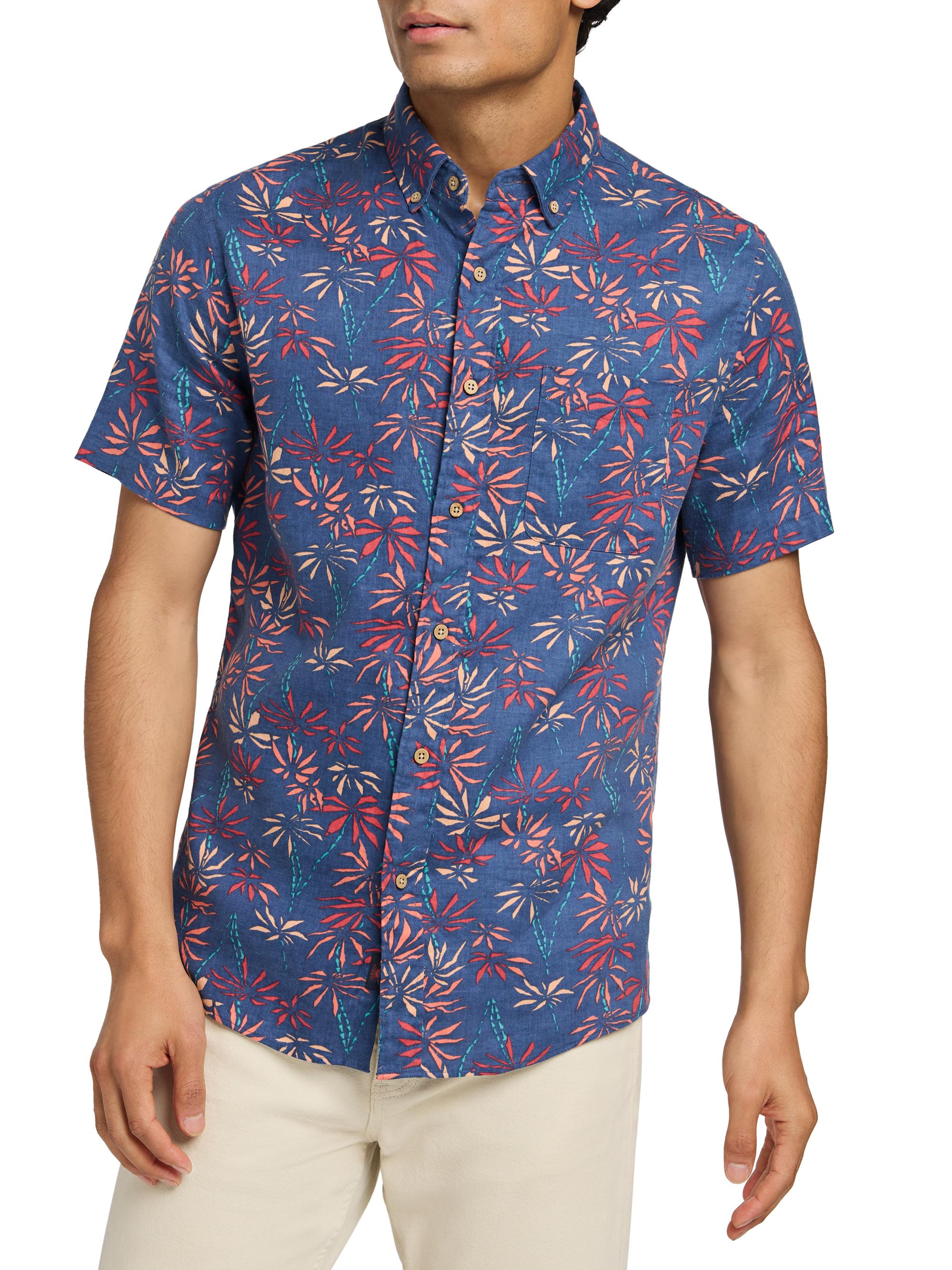 Faherty Brand Men's Breeze Graphic Button-Down Shirt - Navy Tide Bamboo