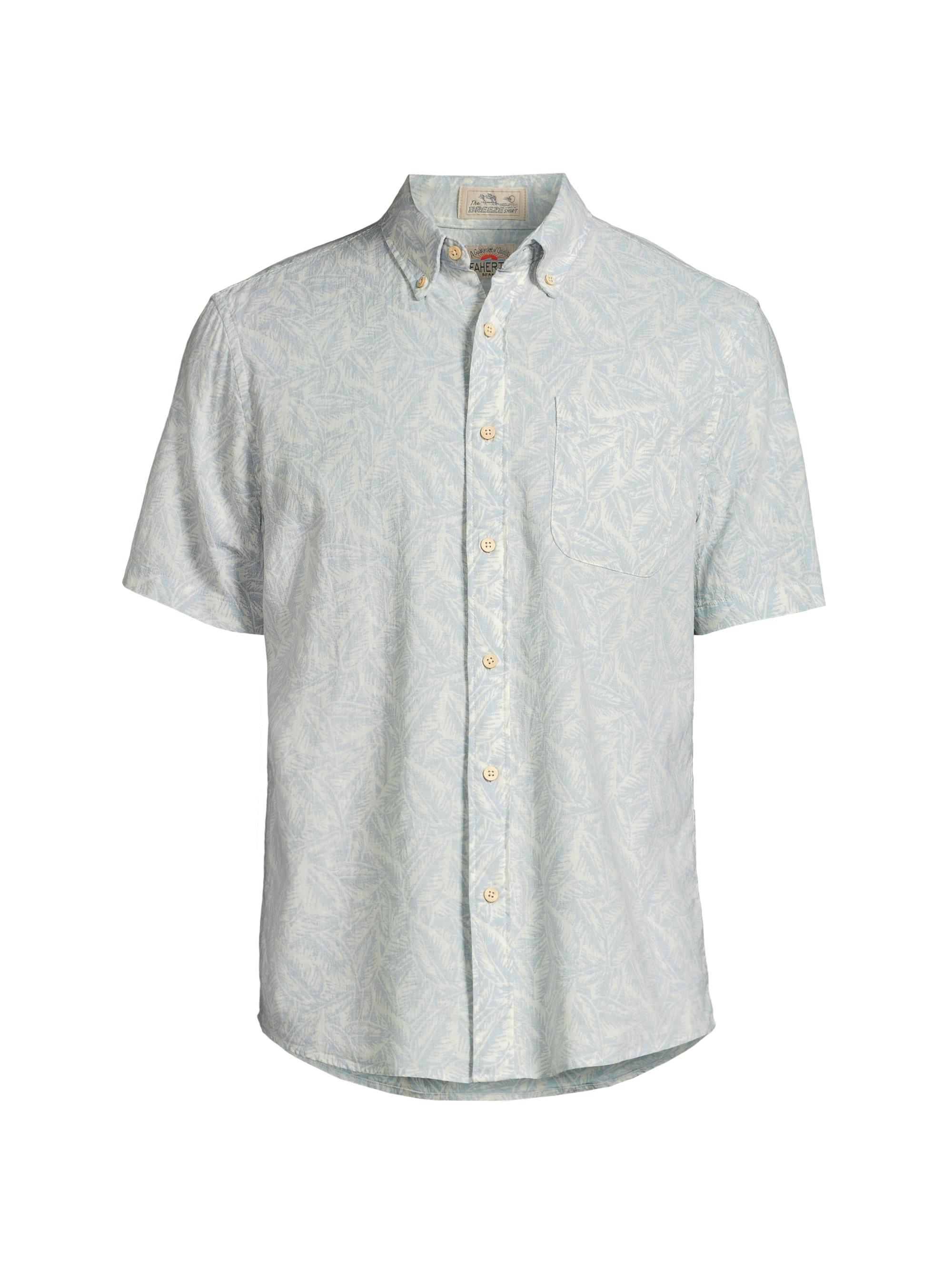 Faherty Brand Men's Breeze Leaf-Print Button-Down Shirt - Teal Jungle Leaf Print