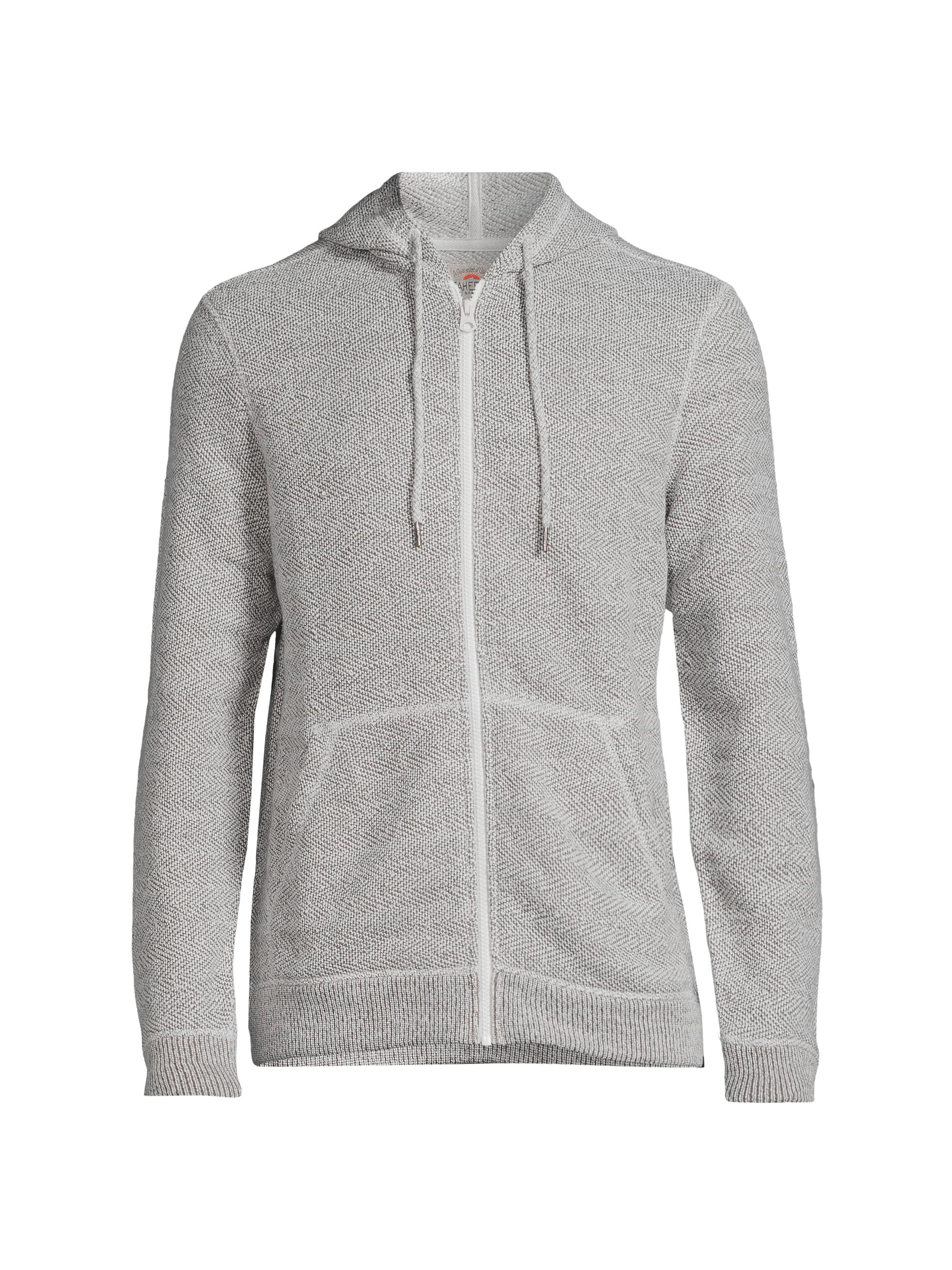 Faherty Brand Men's Whitewater Herrringbone Hoodie - Grey Shell Loop