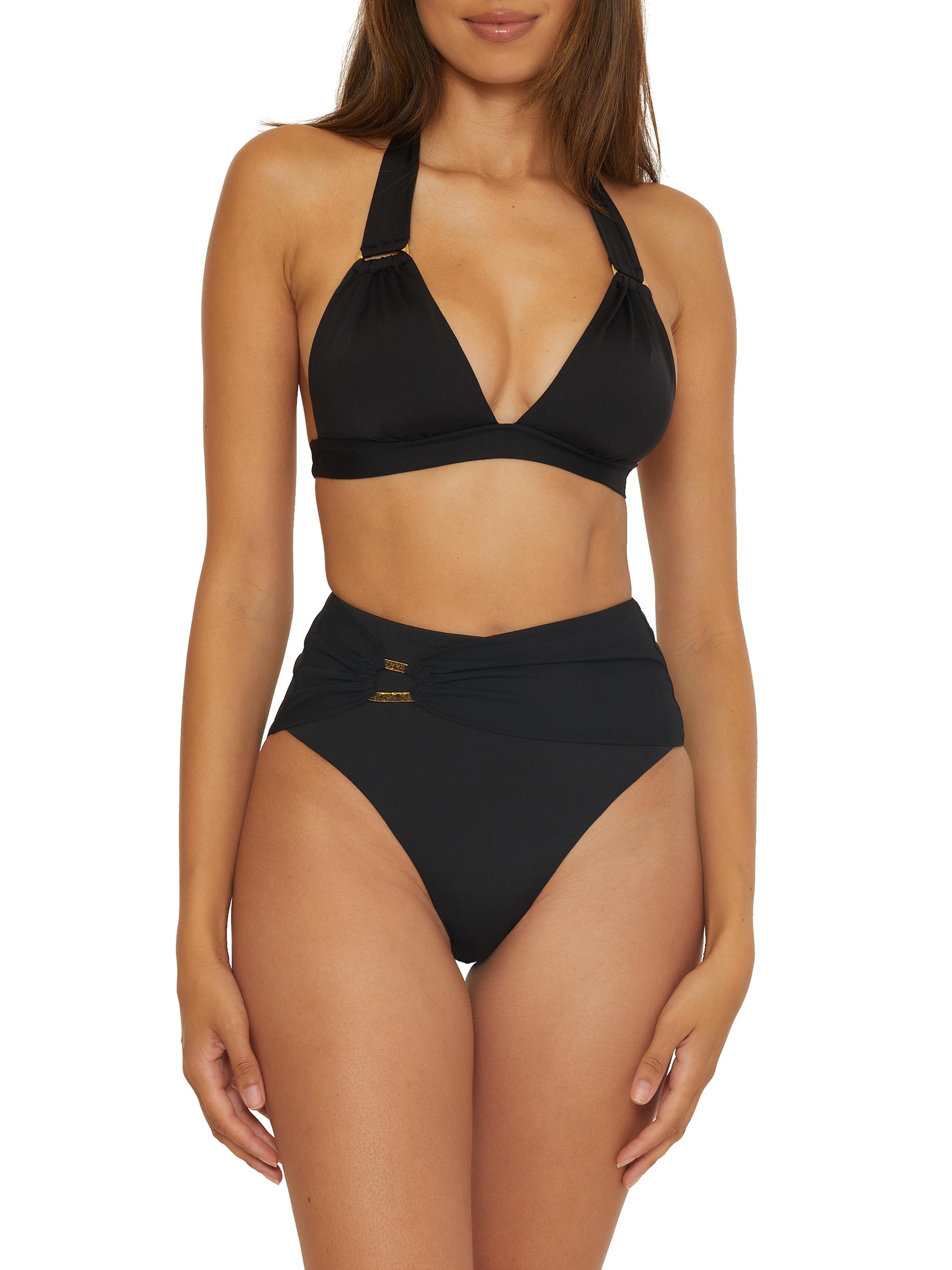 Trina Turk Women's Monaco High Waist Bikini Bottom - Black