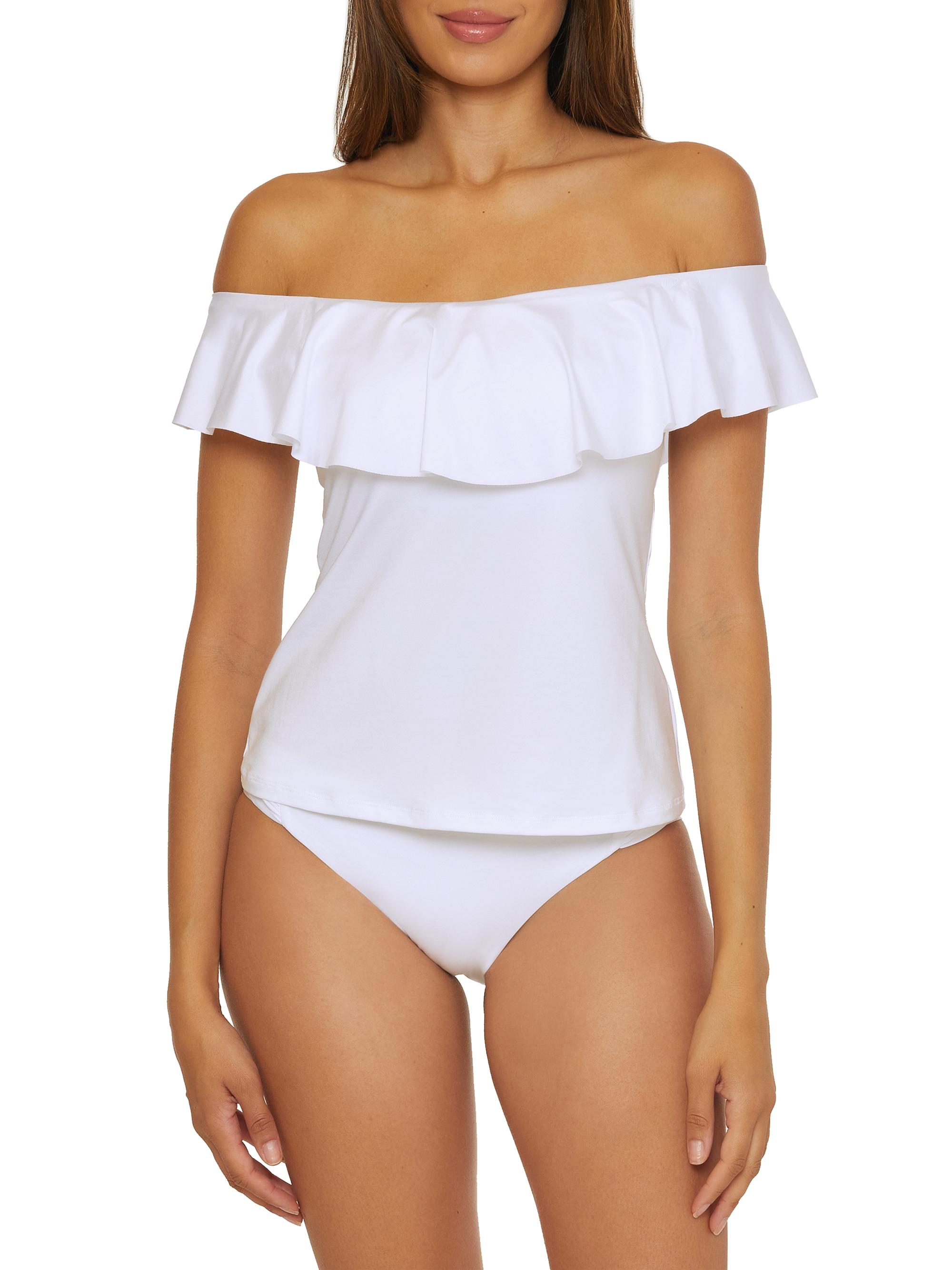 Trina Turk Women's Monaco Ruffled Tankini Top - White