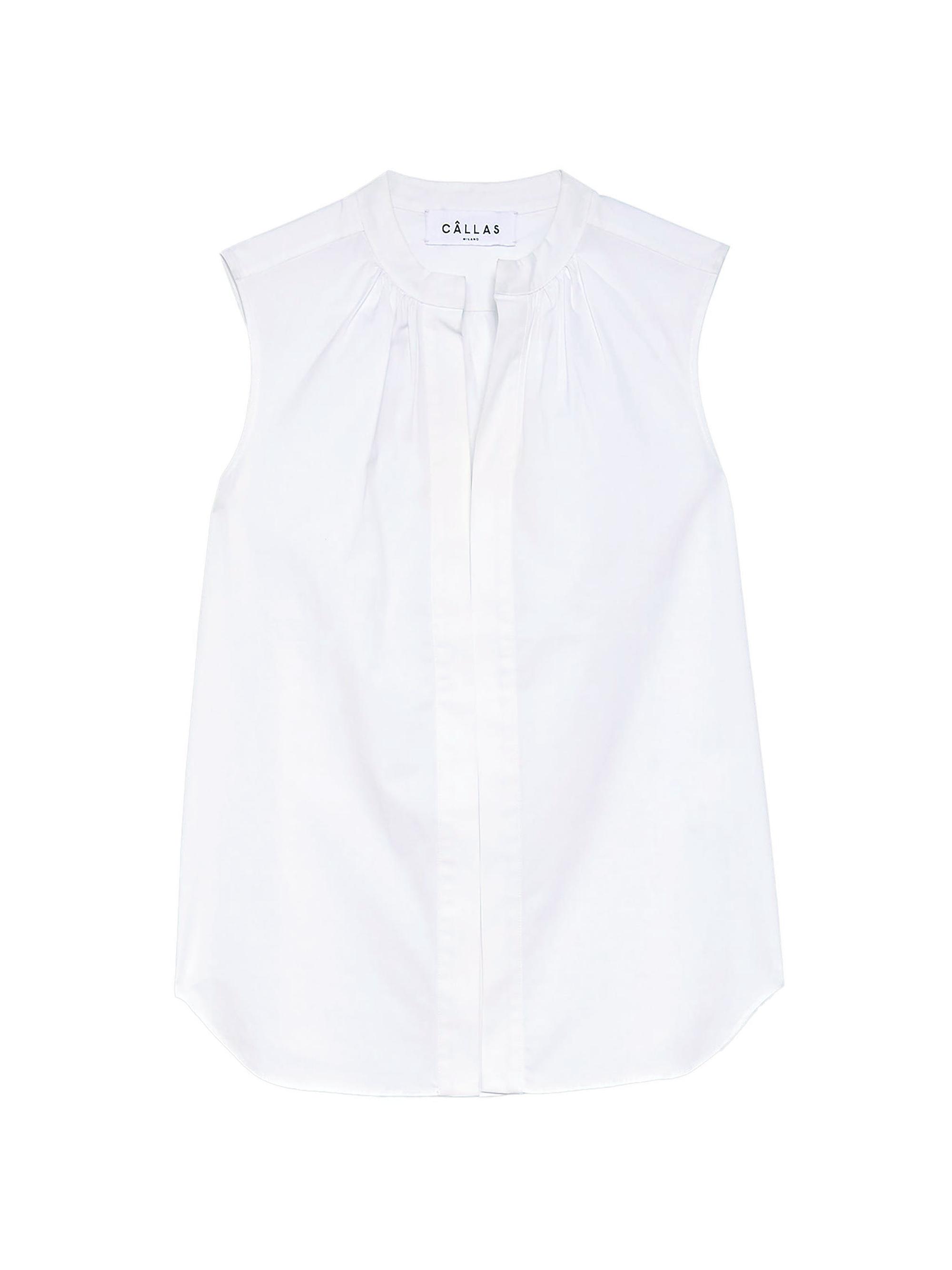 Callas Milano Women's Olympia Sleeveless Poplin Top - White