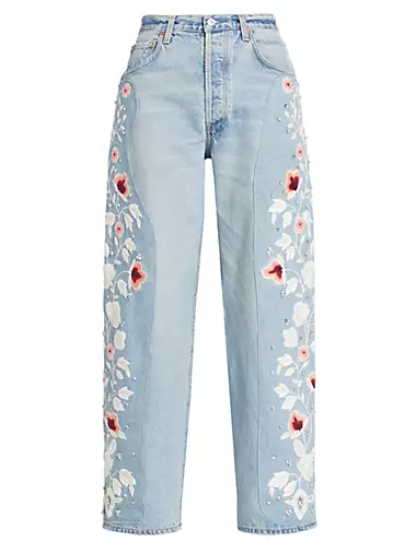 Ayla Floral Embroidered Straight-Leg Jeans