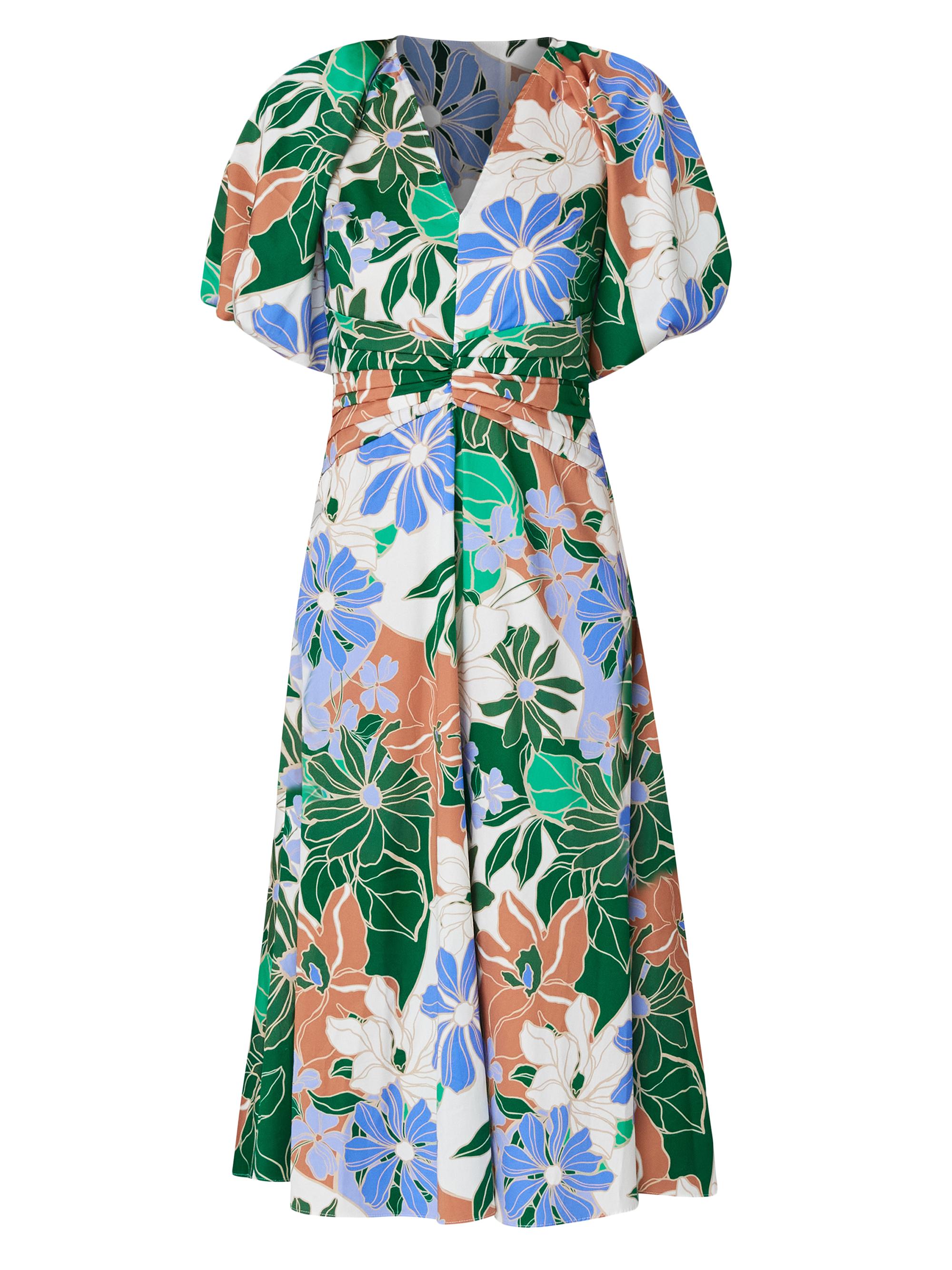 Shoshanna Women's Jacqueline Floral Midi-Dress -  Green Tan