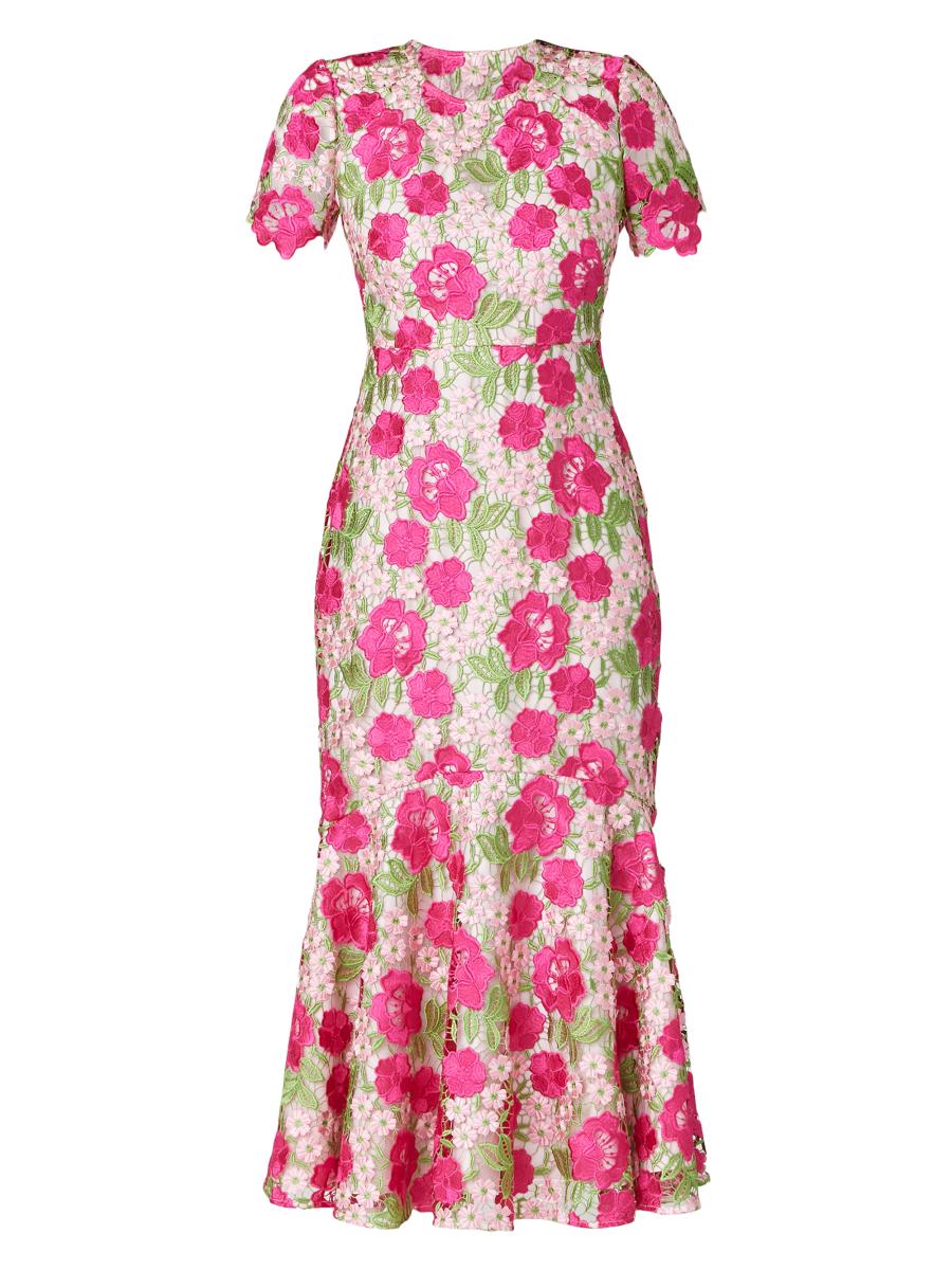 floral guipure lace midi dress Floral Guipure Lace Midi Dress