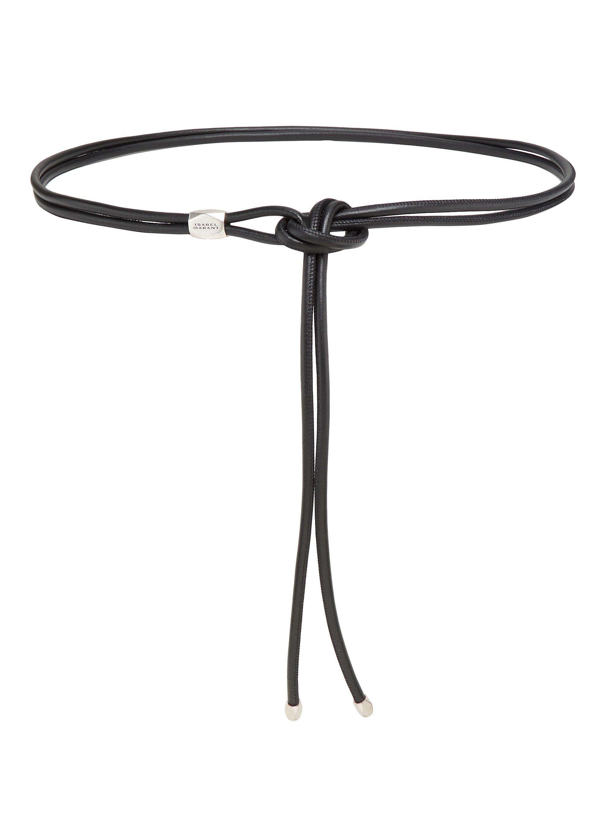 Isabel Marant Women's Silvia Leather Wrap Belt - Black Silver | Thumbnail 4